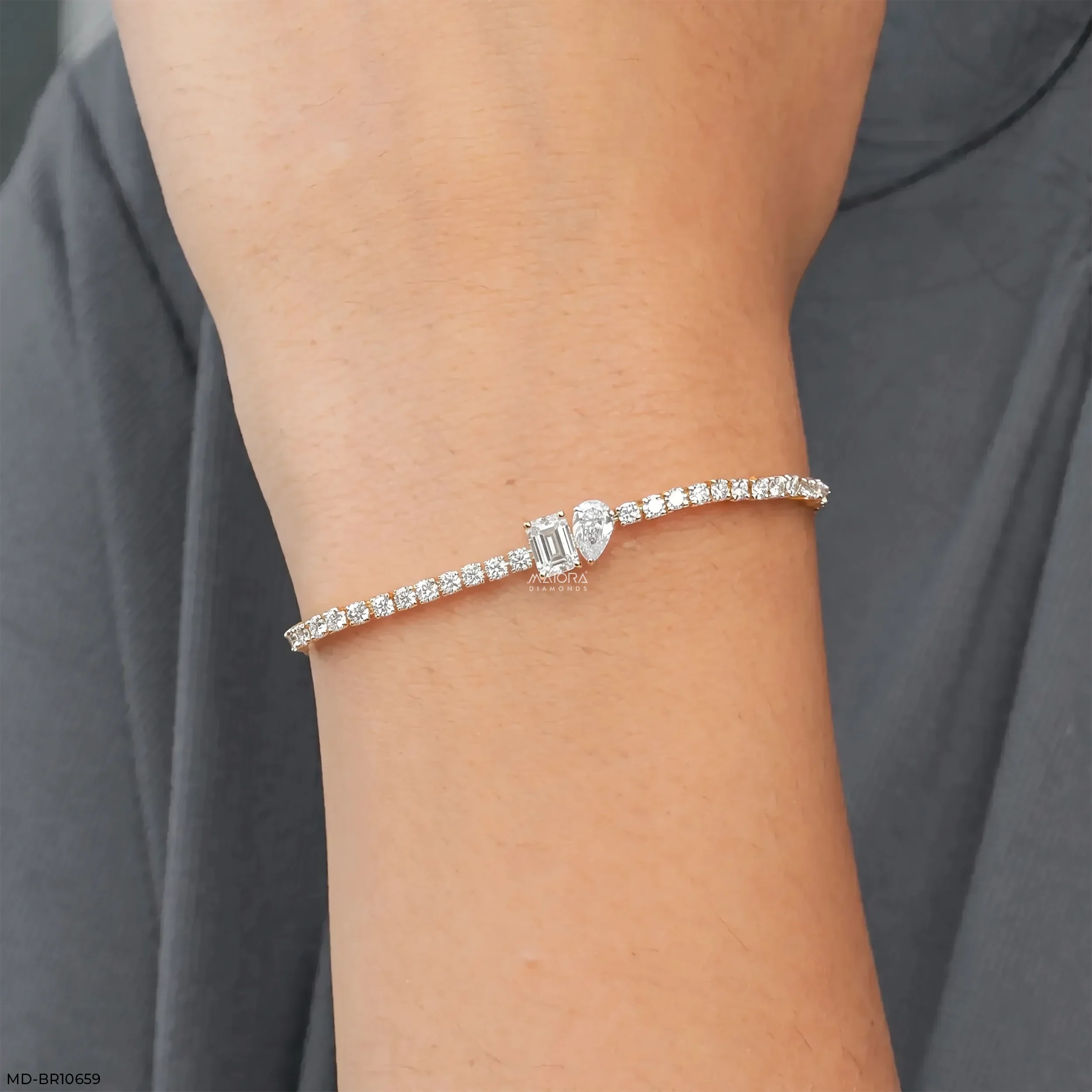 Toi Et Moi Tennis Diamond Bracelet 9K Yellow Gold