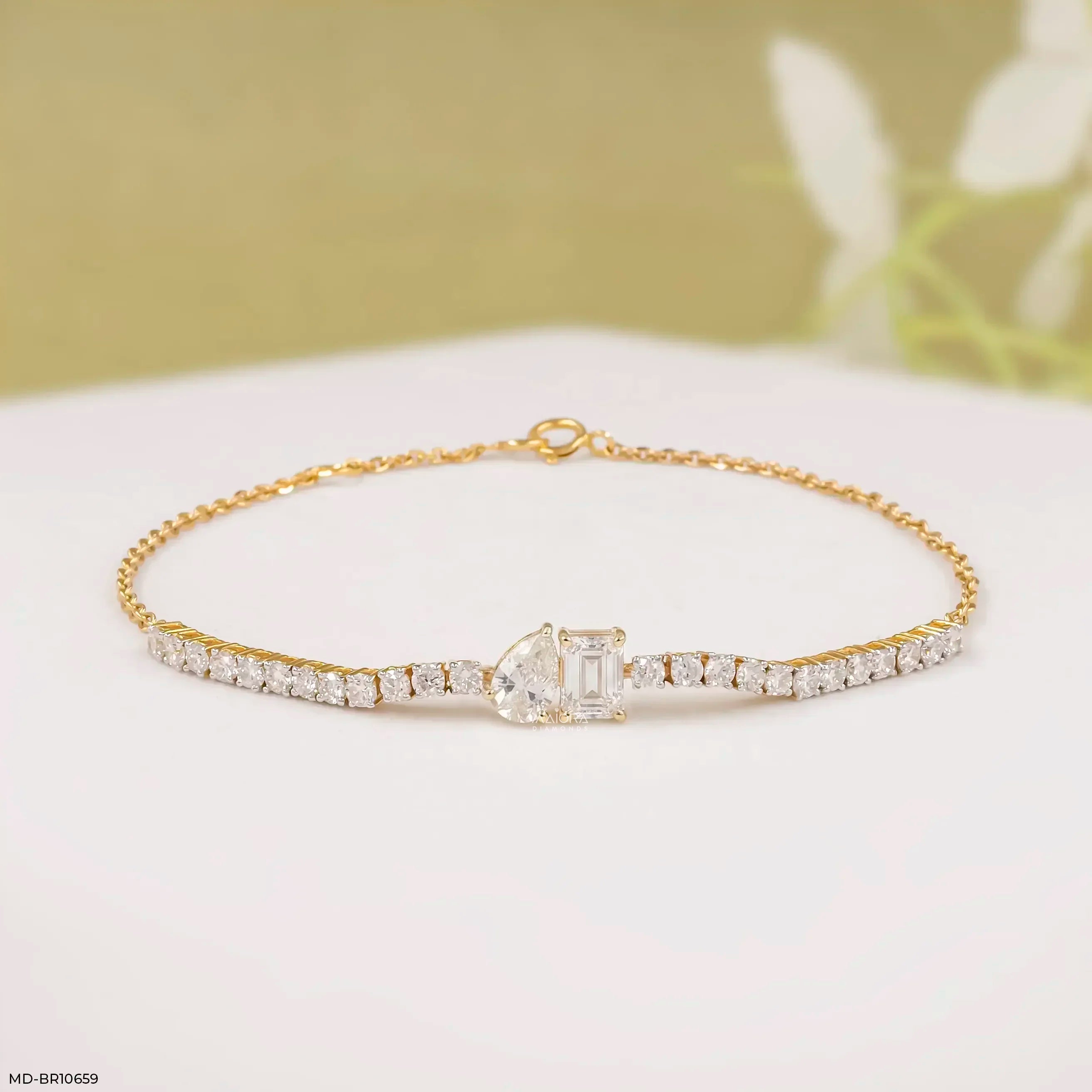 Toi Et Moi Tennis Diamond Bracelet 9K Yellow Gold