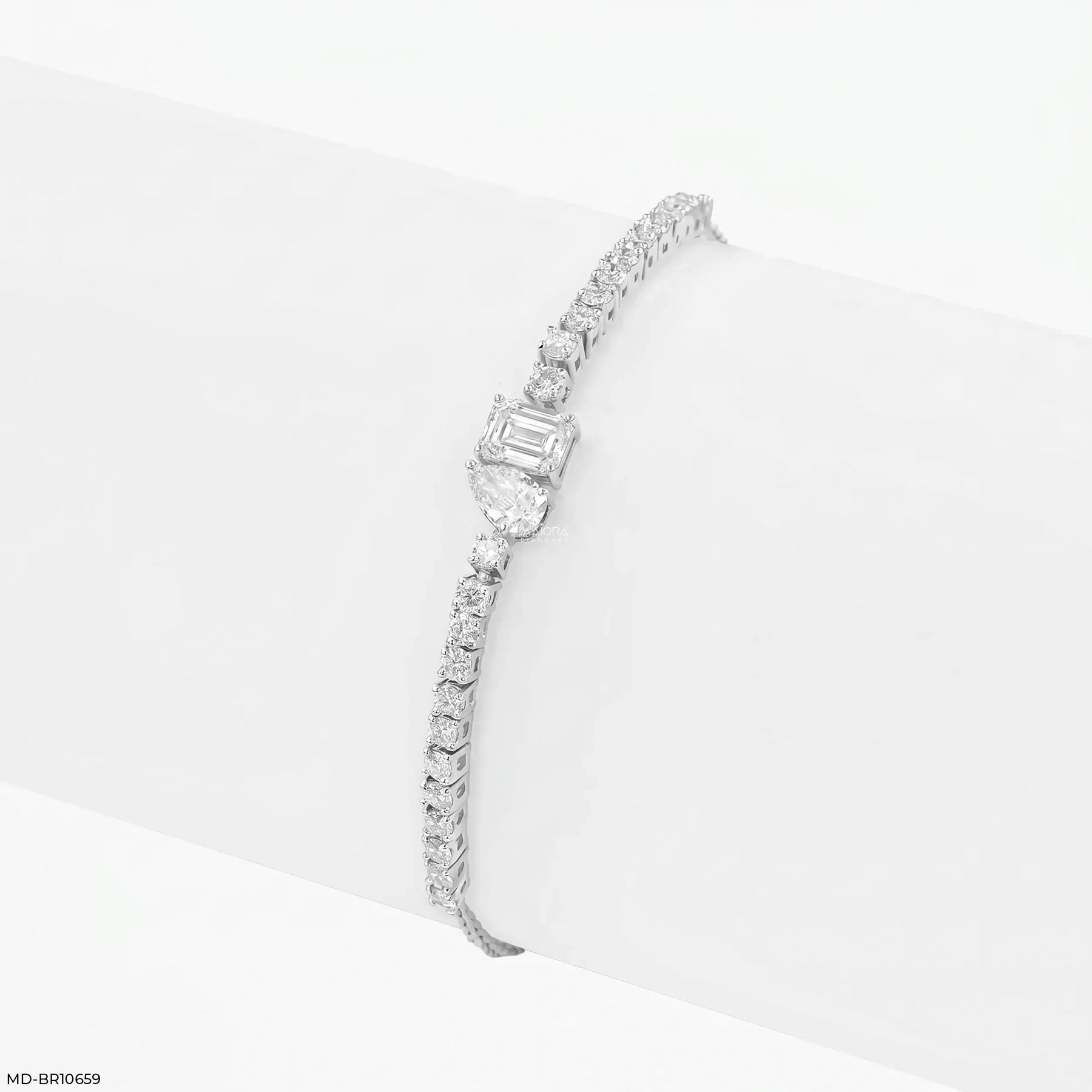 Toi Et Moi Tennis Diamond Bracelet 9K White Gold