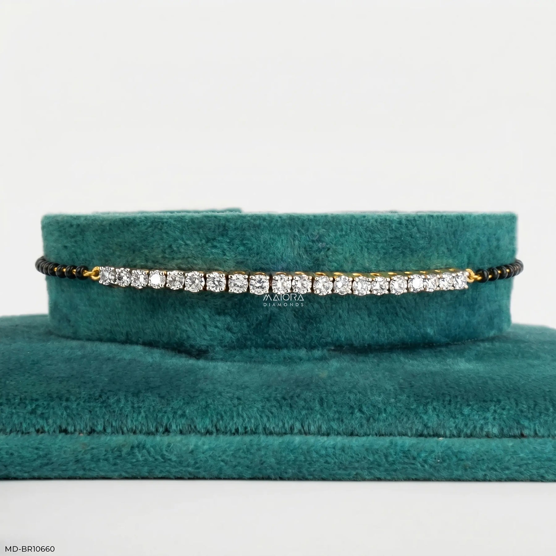Half Tennis Diamond Mangalsutra Bracelet 18K White Gold
