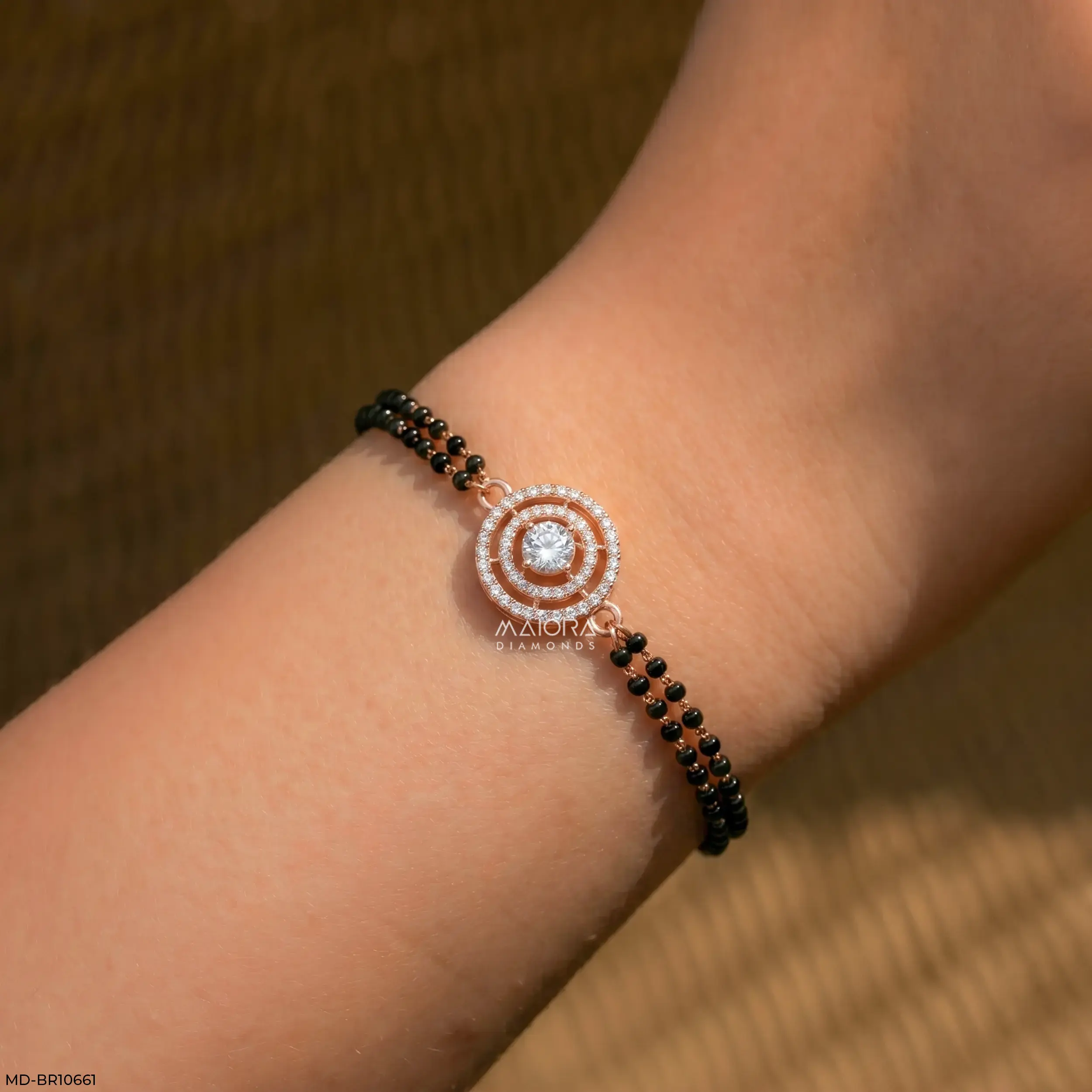 Dublet Diamond Circle Mangalsutra Bracelet 9K Rose Gold