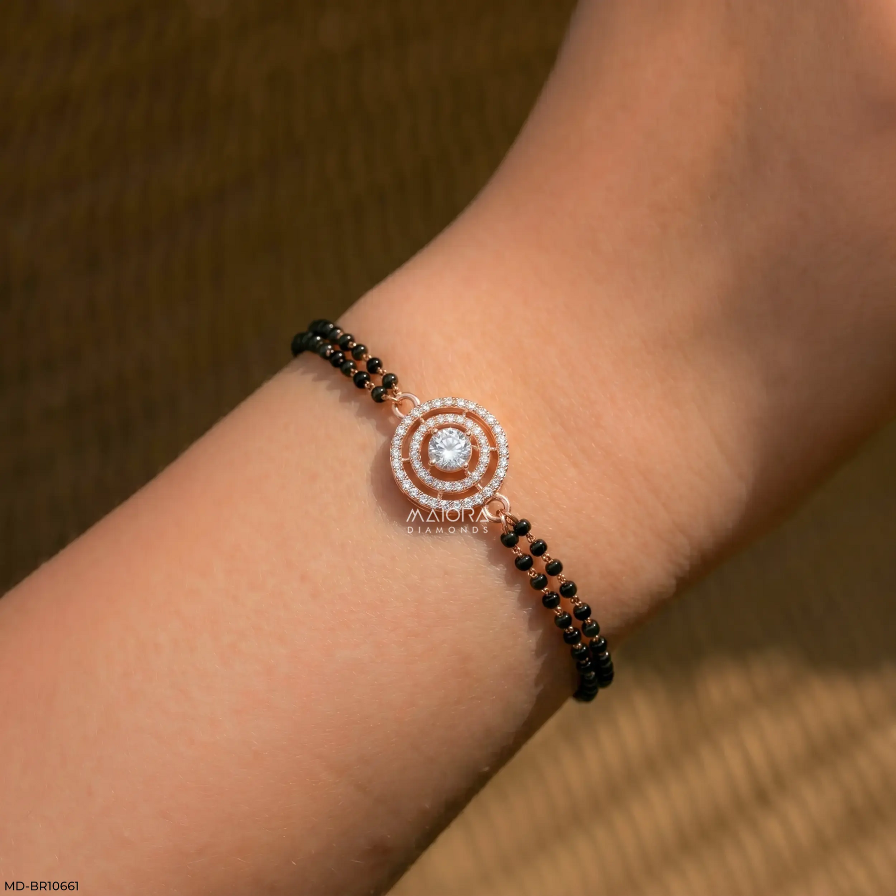 Dublet Diamond Circle Mangalsutra Bracelet 9K Rose Gold
