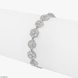 Diamond Flower Lab Diamond Cluster Bracelet 925 Sterling Silver