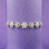 Diamond Flower Lab Diamond Cluster Bracelet 925 Sterling Silver