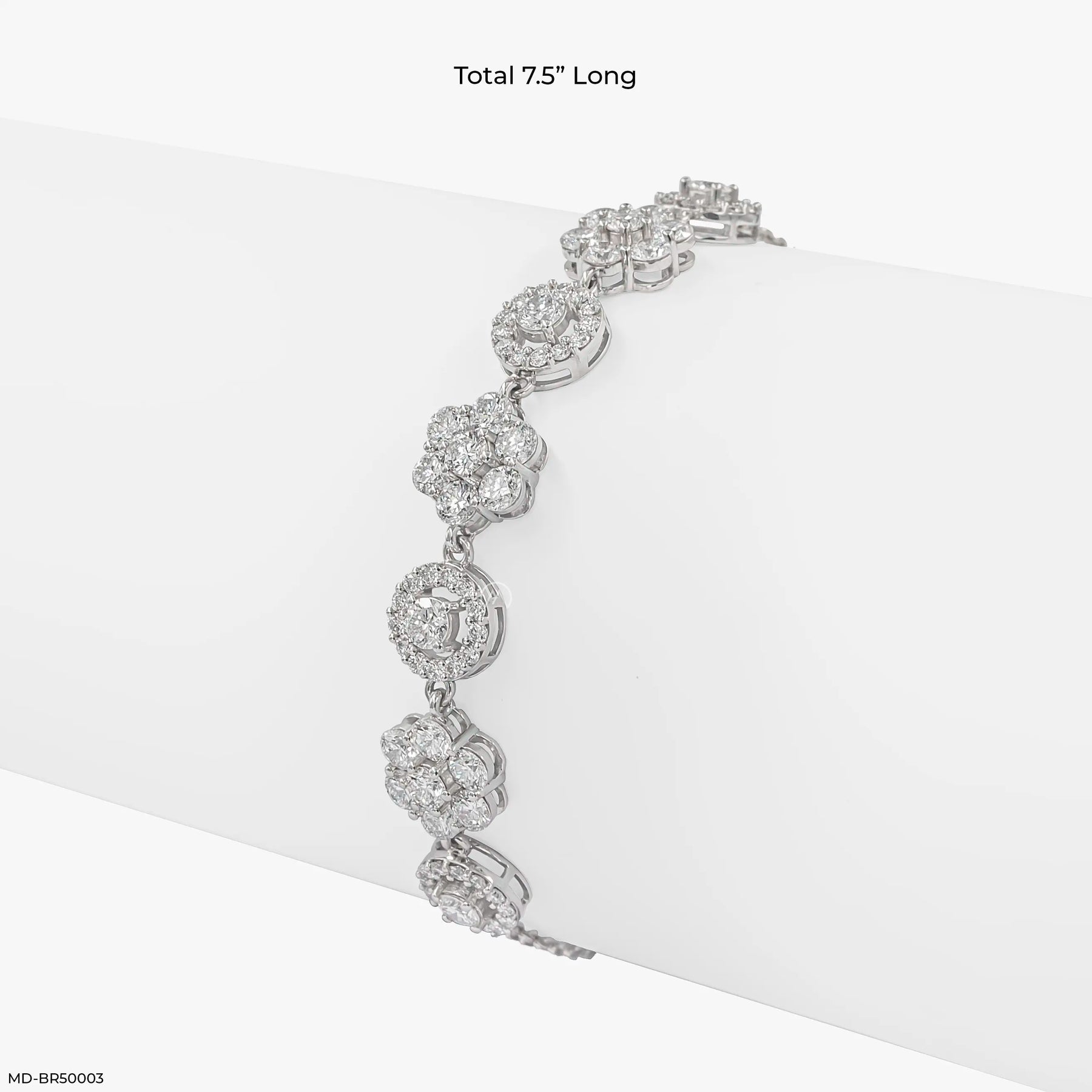 Diamond Flower Lab Diamond Cluster Bracelet 925 Sterling Silver