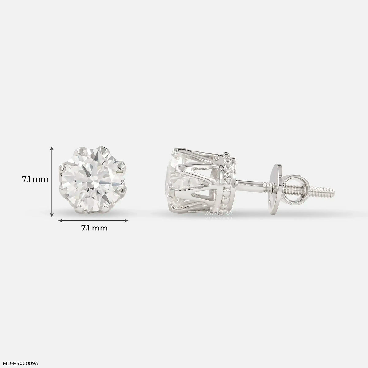 1.45 Carat Crown Solitaire Lab Diamond Earring