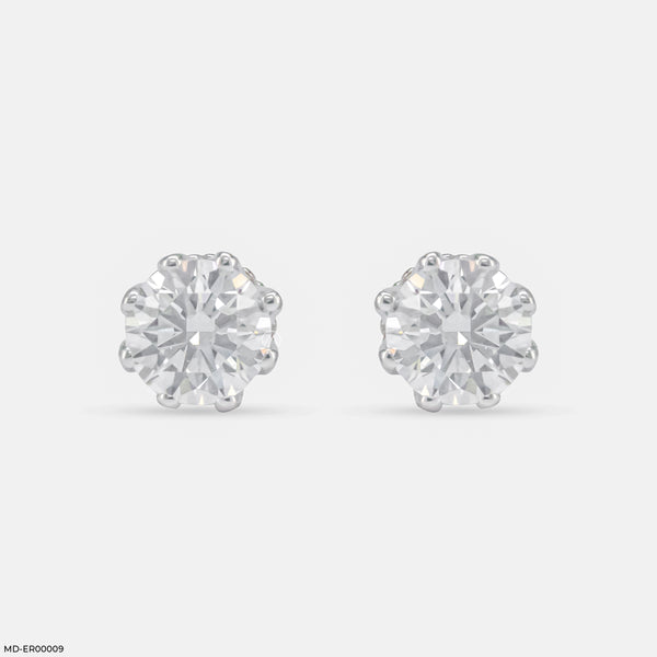 1.5 Carat Round Majestic Queen Stud 14K White Gold