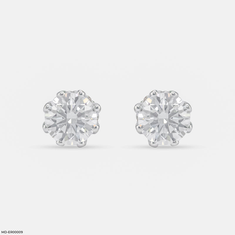 1.5 Carat Round Majestic Queen Stud 18K White Gold