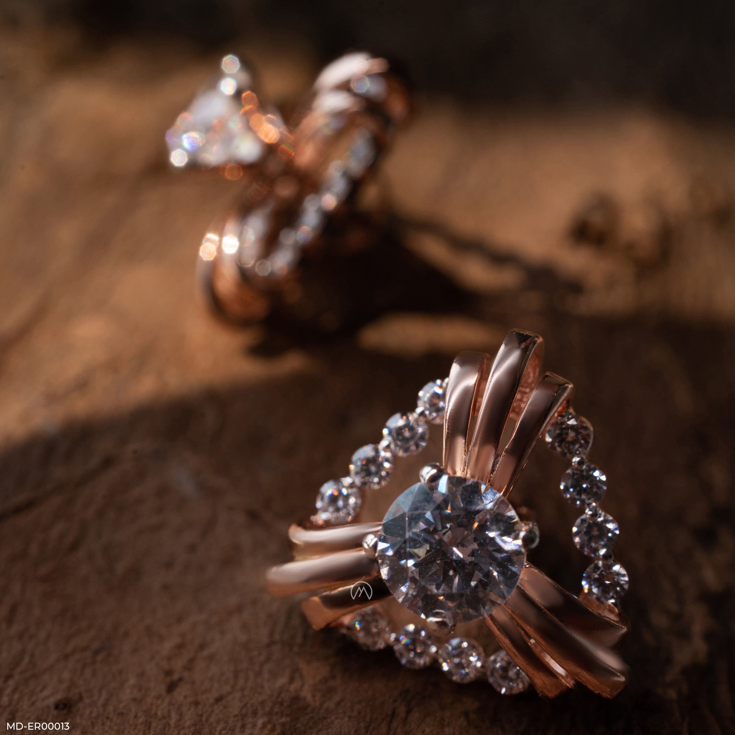 Dazzle Diamond Earrings 9K Rose Gold