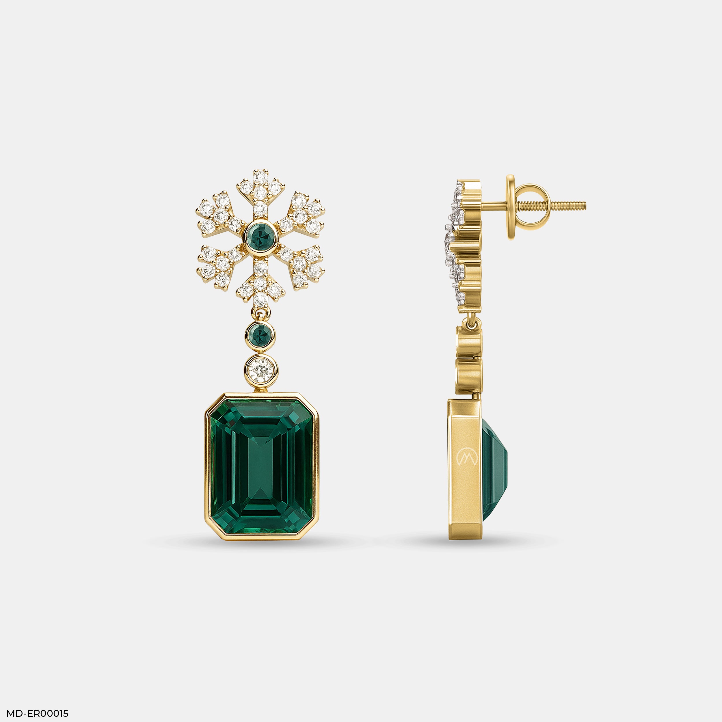 Emerald Petal Drop Earrings