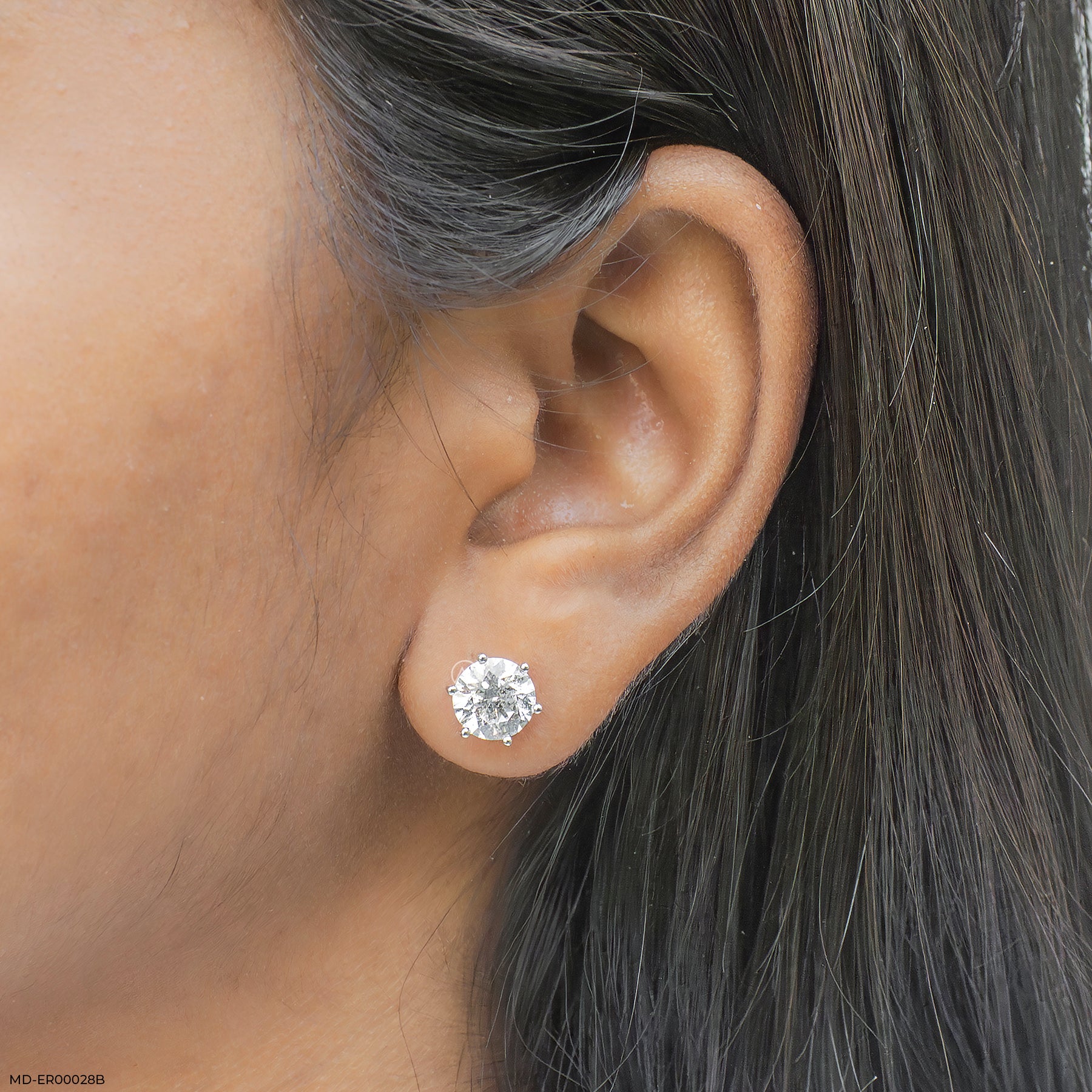 4Ct Classic Diamond Stud 14K White Gold