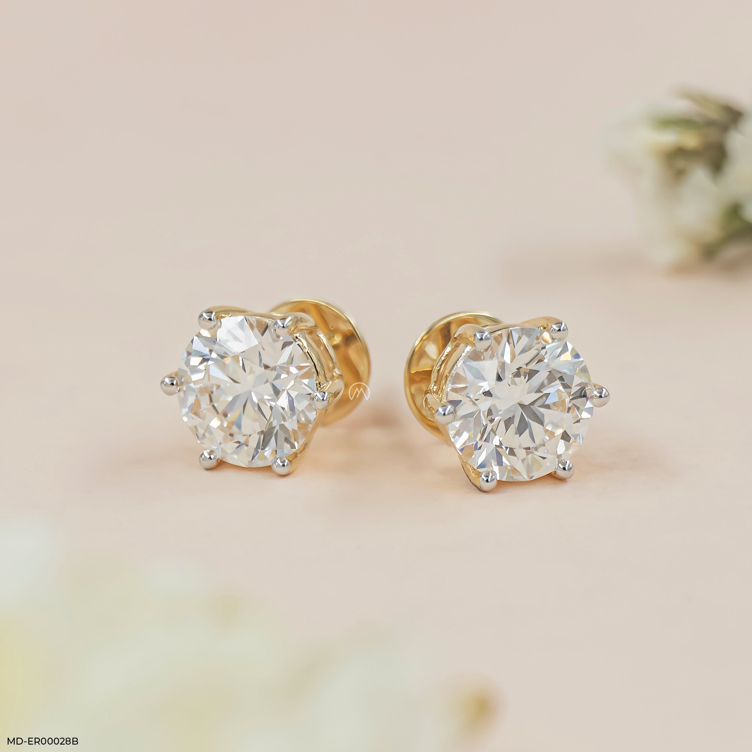 4Ct Classic Diamond Stud 14K Rose Gold