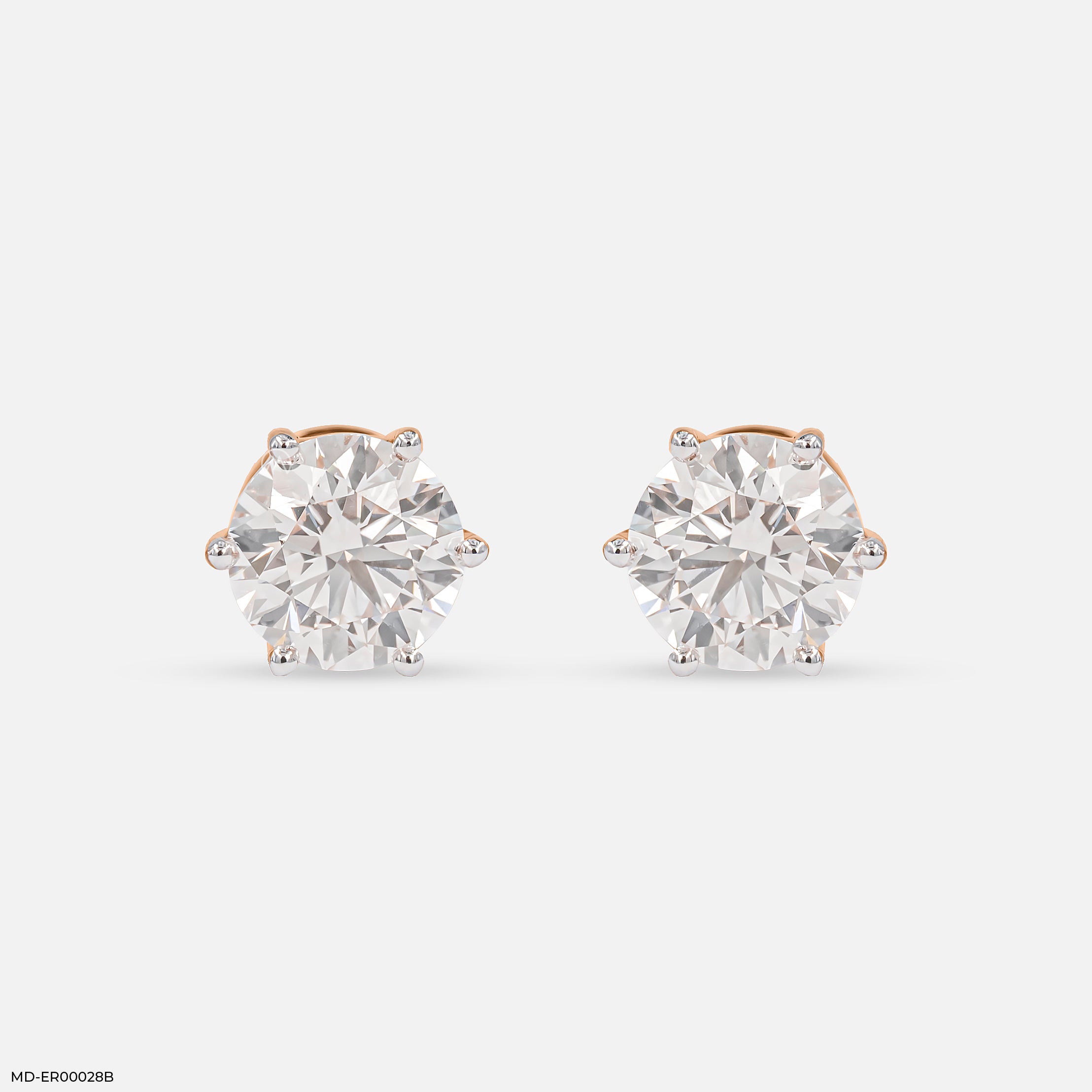 4Ct Classic Diamond Stud 14K Rose Gold