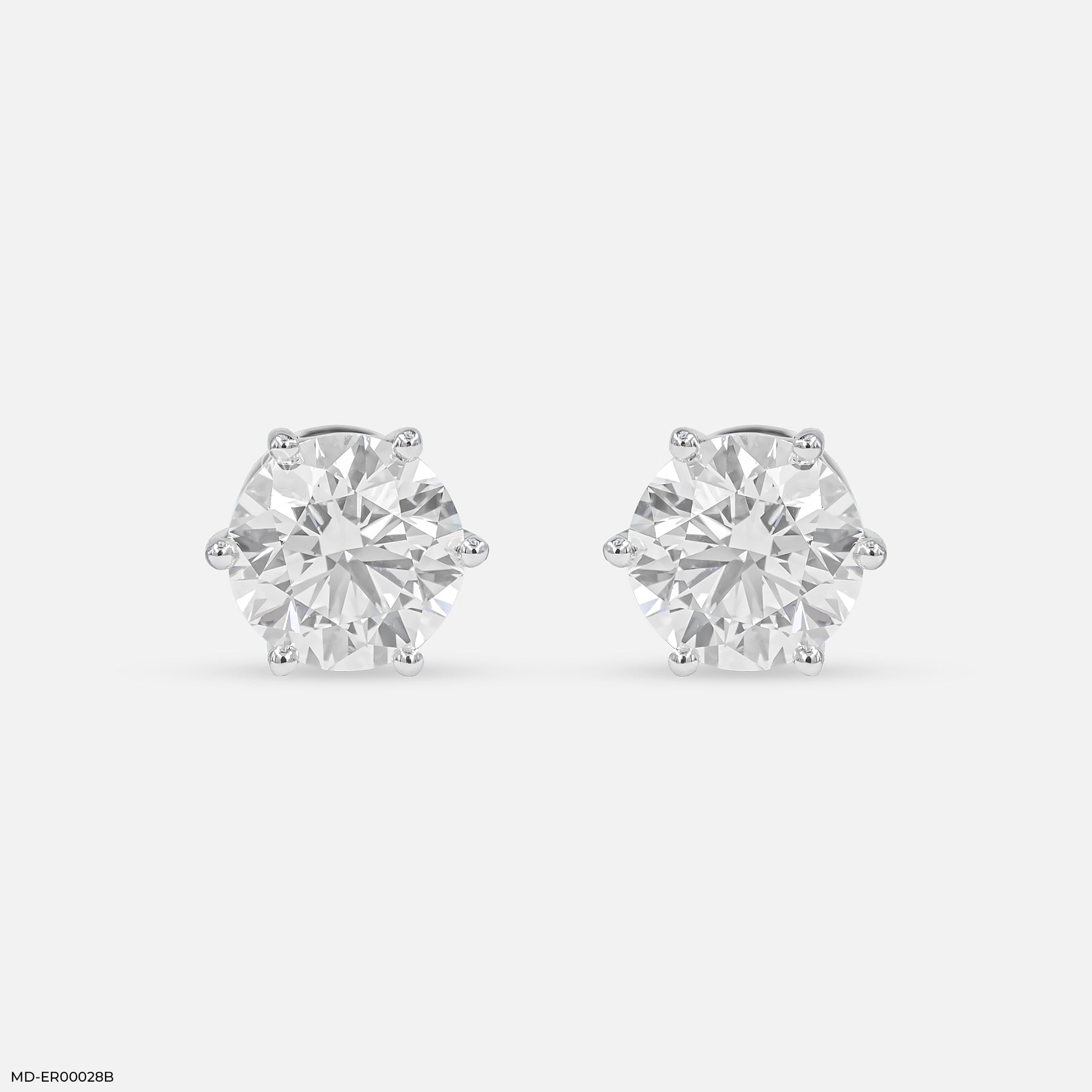 4Ct Classic Diamond Stud 14K White Gold