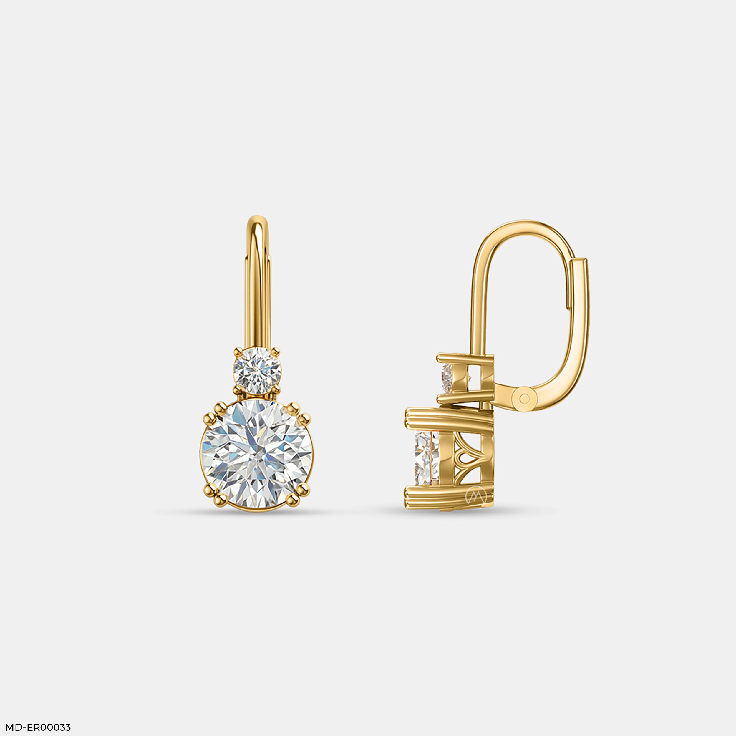 The Diamond Duo Earrings 9K Yellow Gold