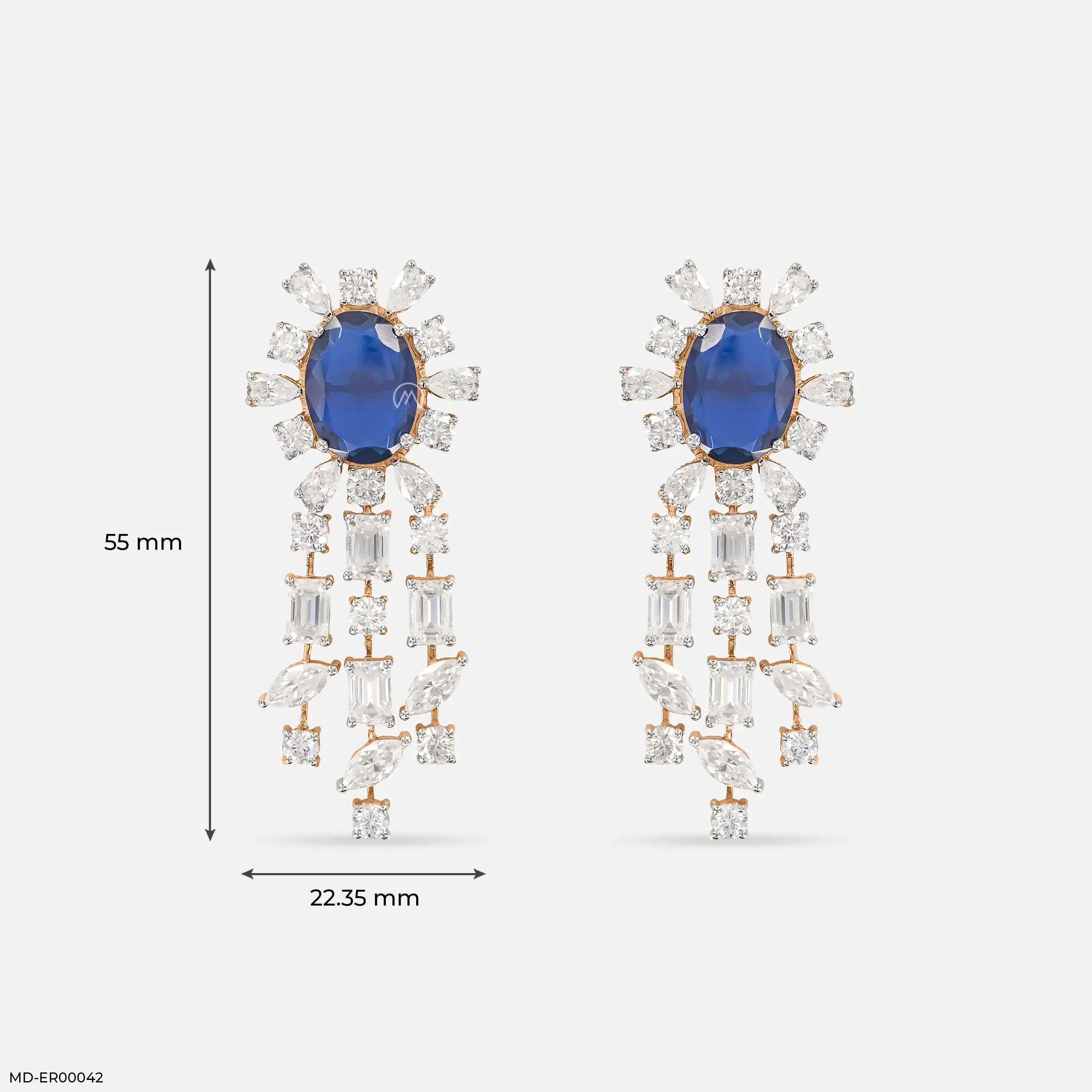 Luxe Dainty Blue Diamond Earrings 9K Rose Gold