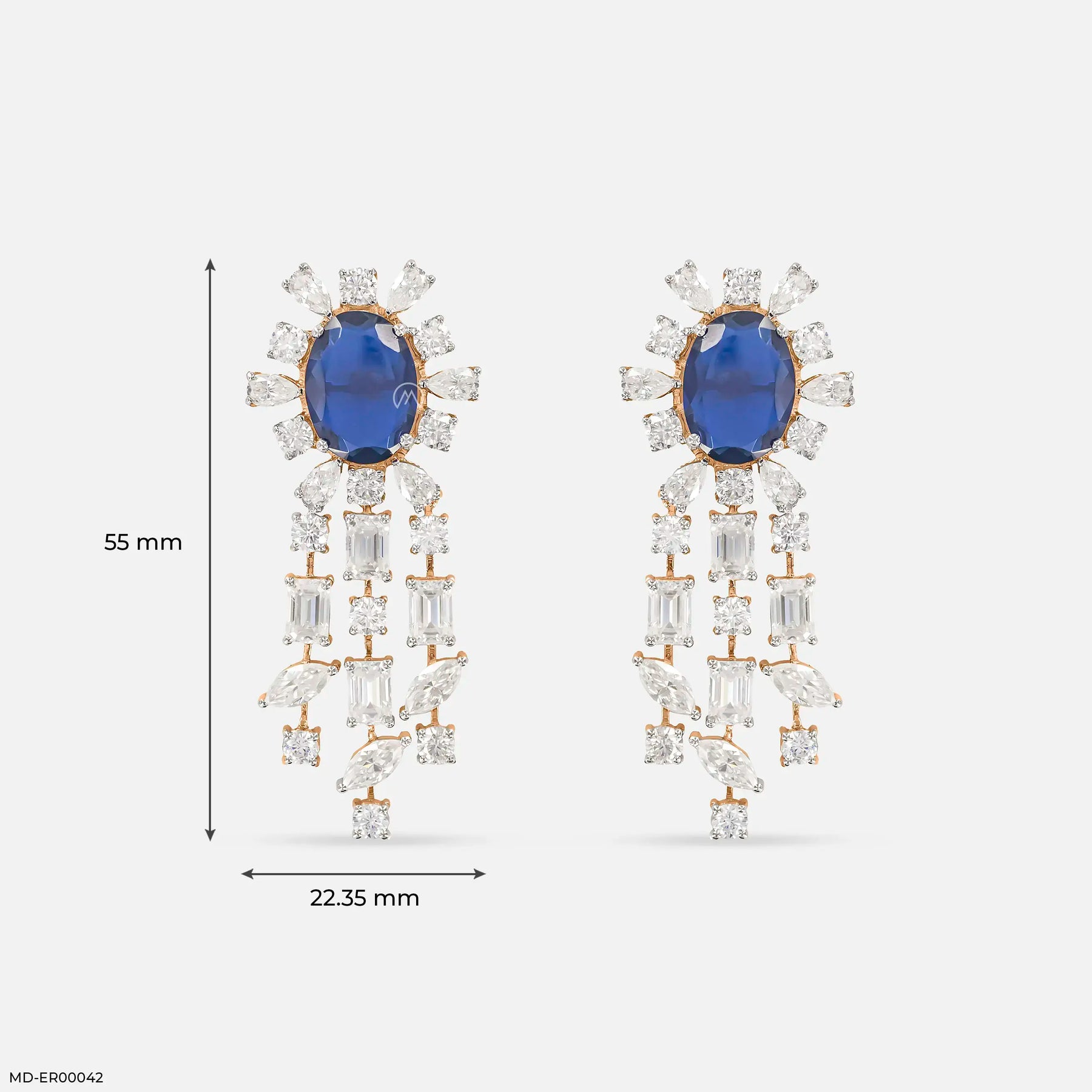 Luxe Dainty Blue Diamond Earrings 9K Yellow Gold