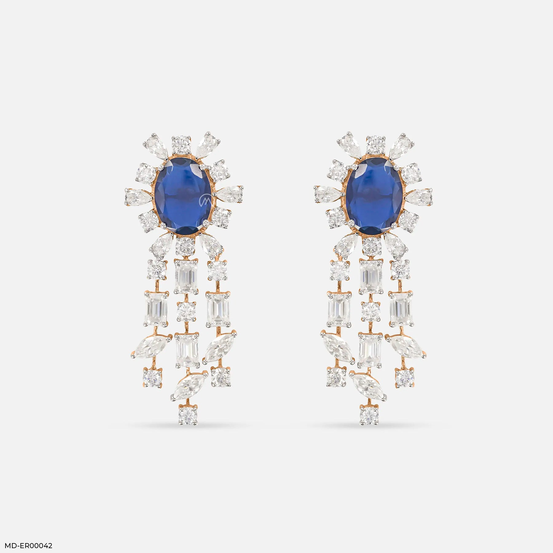 Luxe Dainty Blue Diamond Earrings 9K Yellow Gold