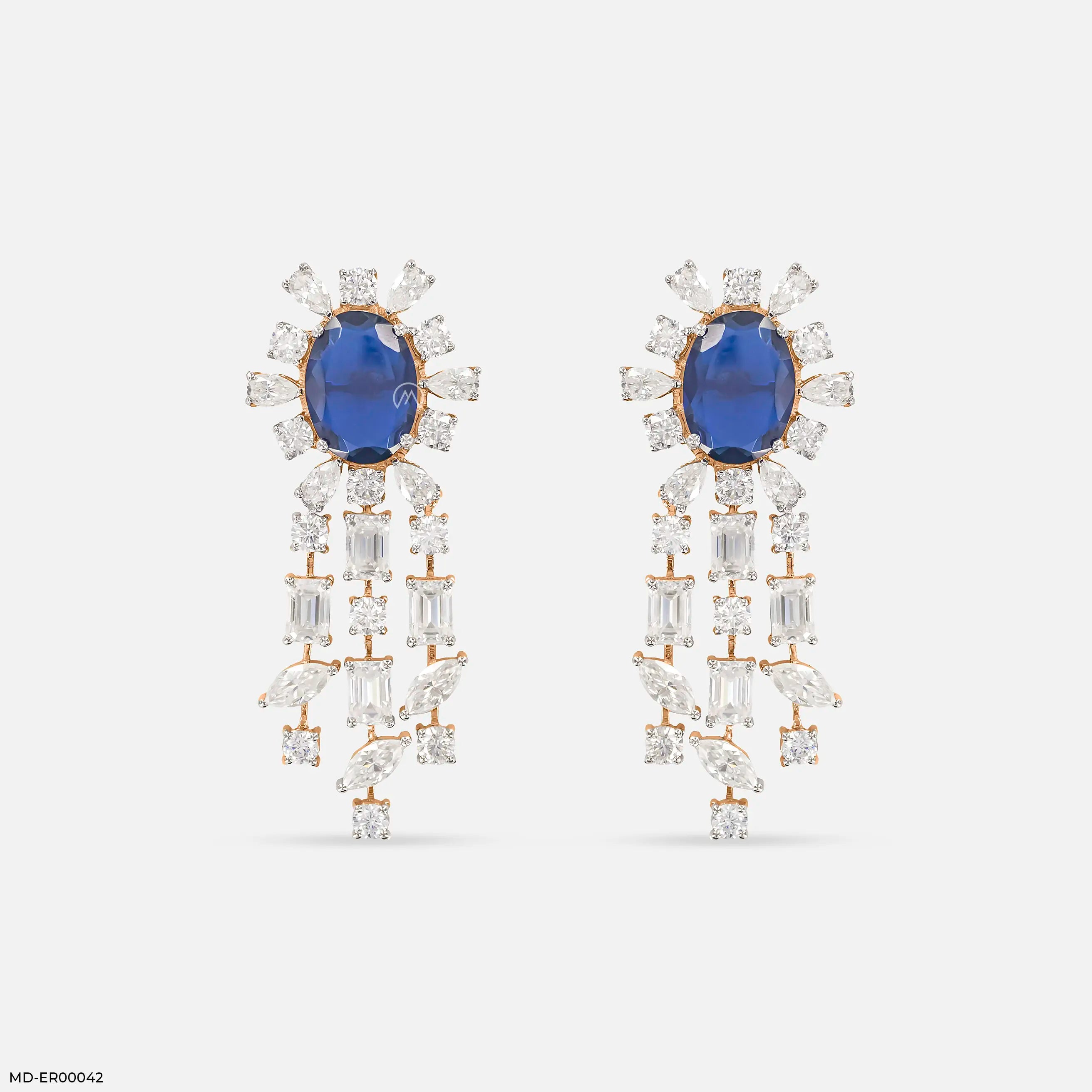 Luxe Dainty Blue Diamond Earrings