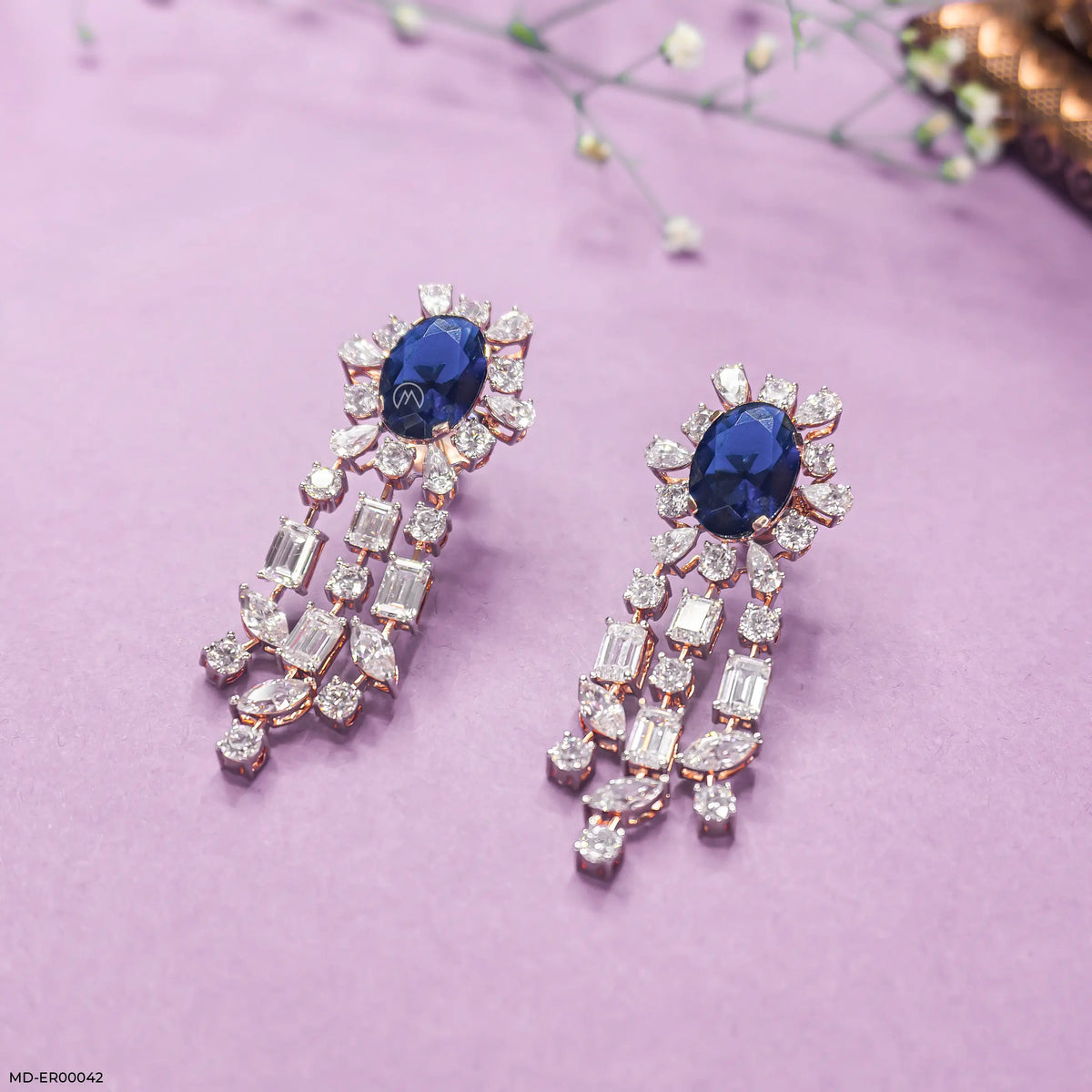 Luxe Dainty Blue Diamond Earrings