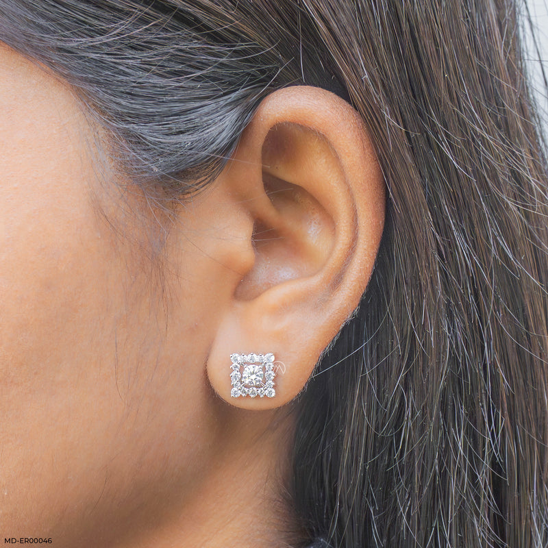 0.20 Carat SquarePop Earrings 18K White Gold