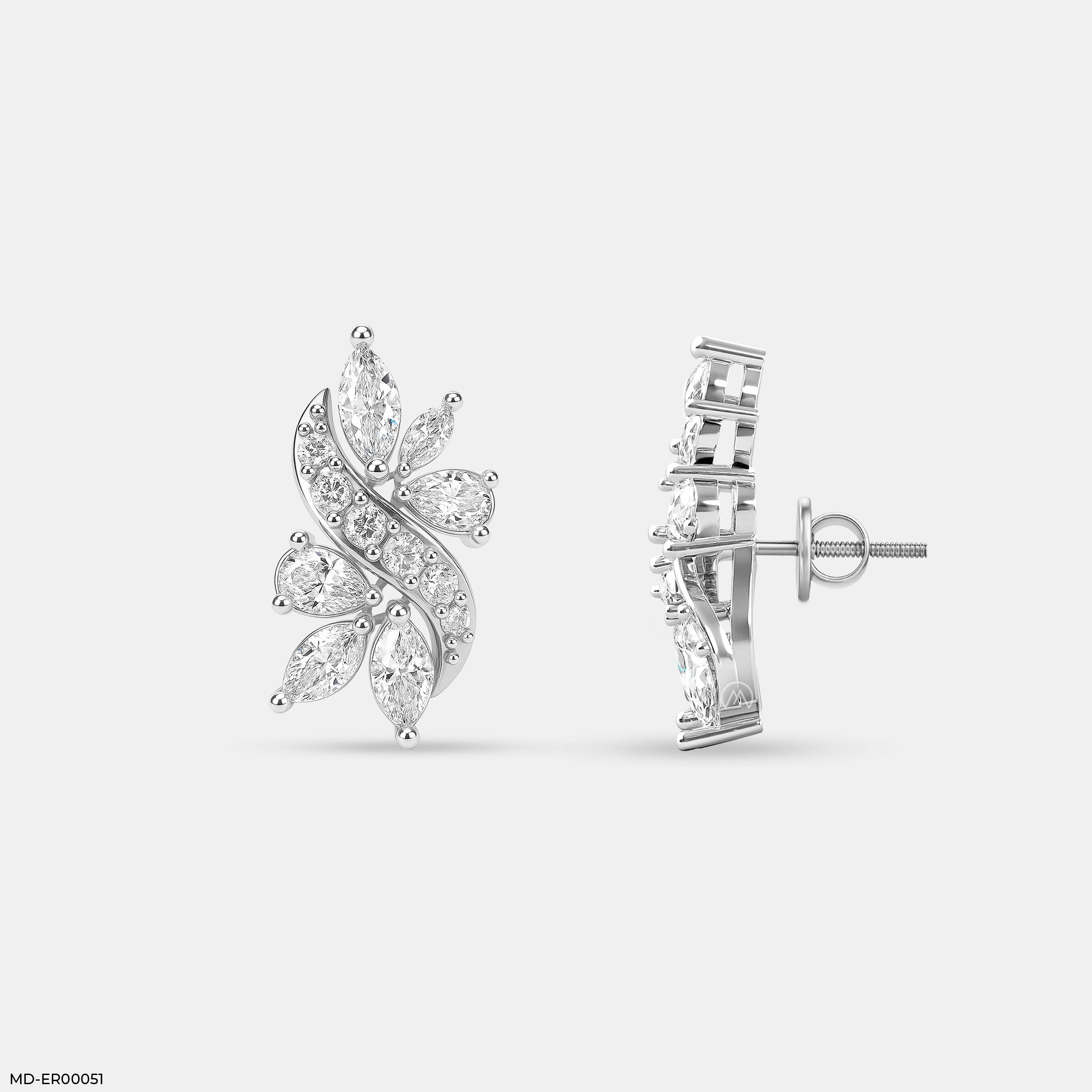 The Marquise Petal Earrings 14K White Gold