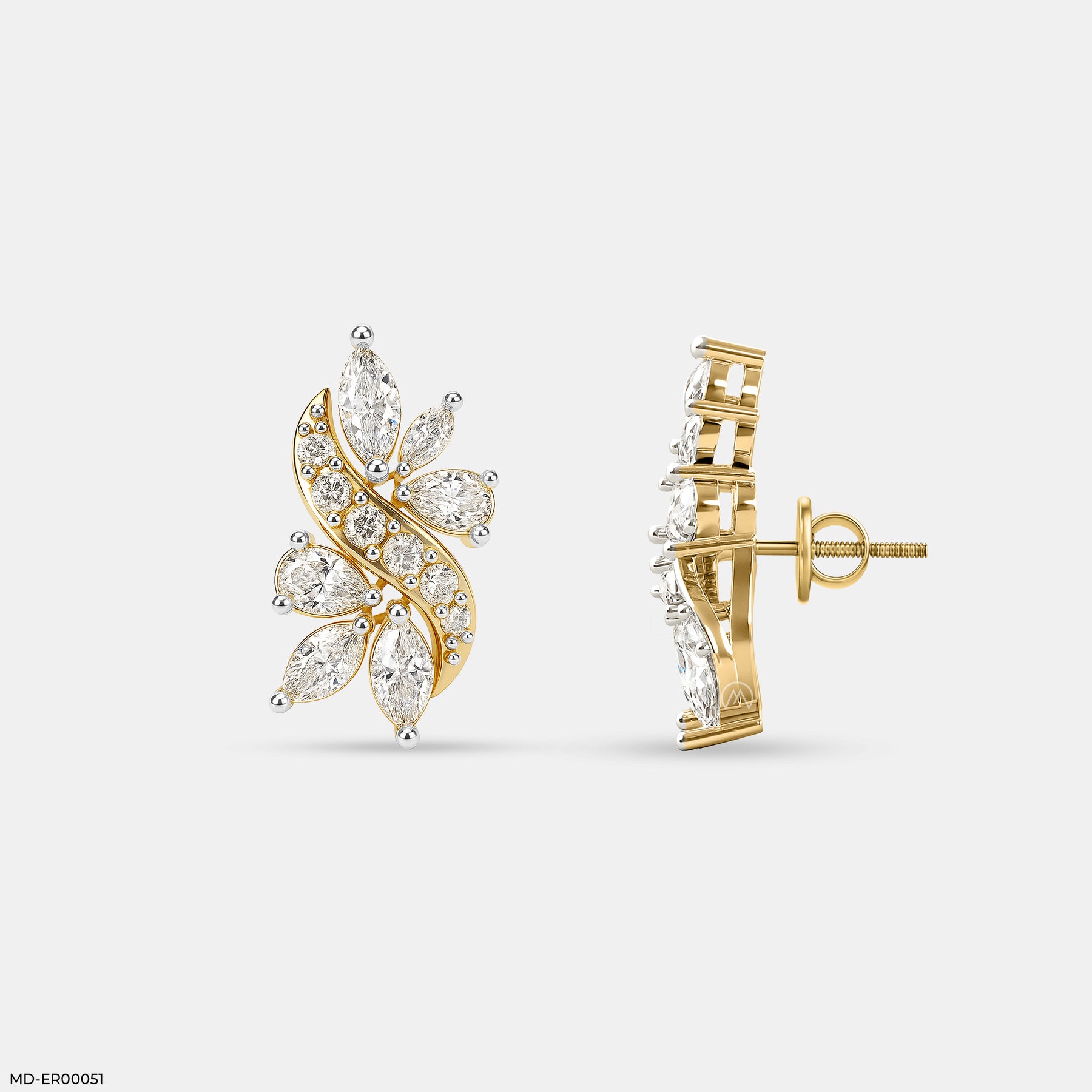 The Marquise Petal Earrings 9K White Gold