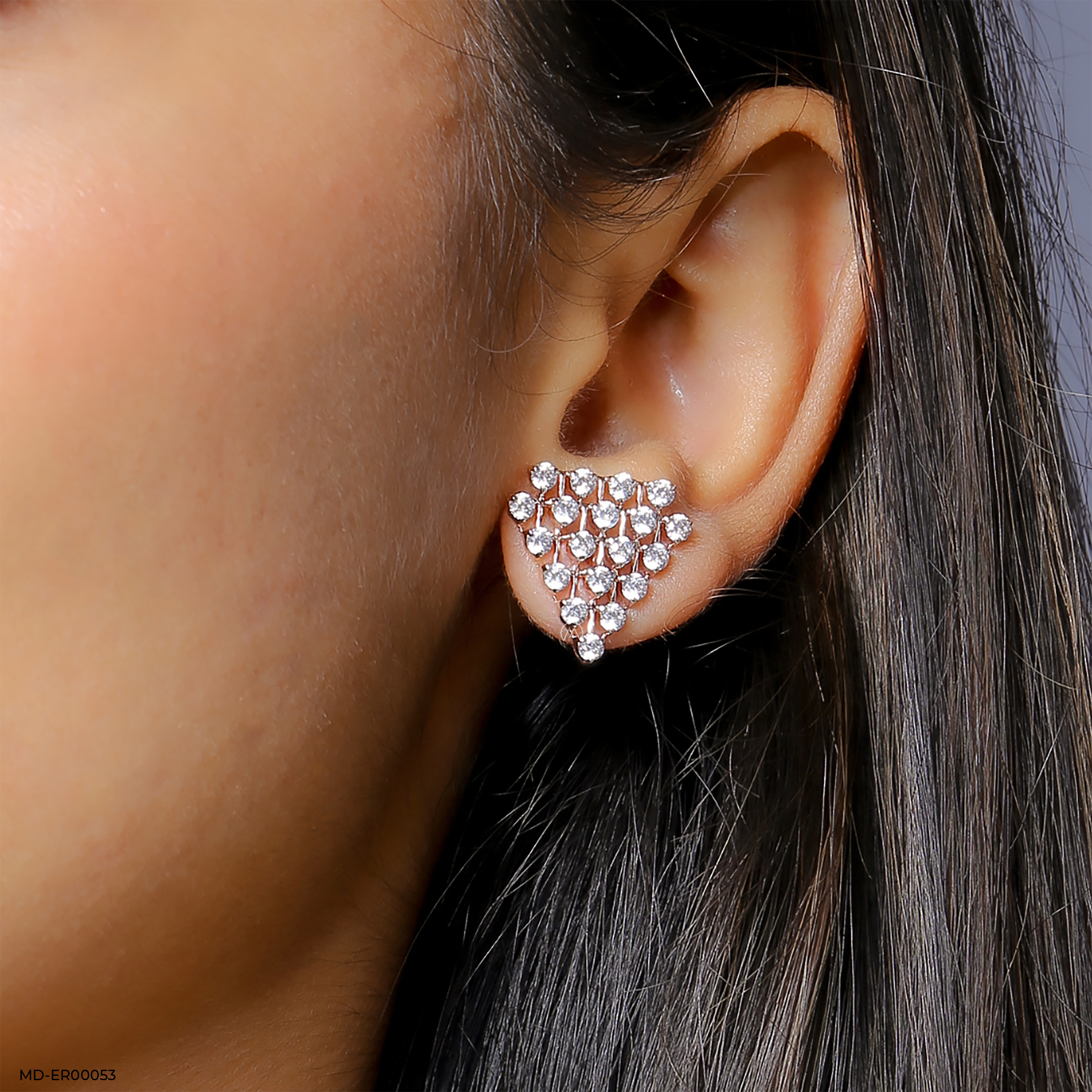 Tiny Triangle Diamond Earrings 14K White Gold