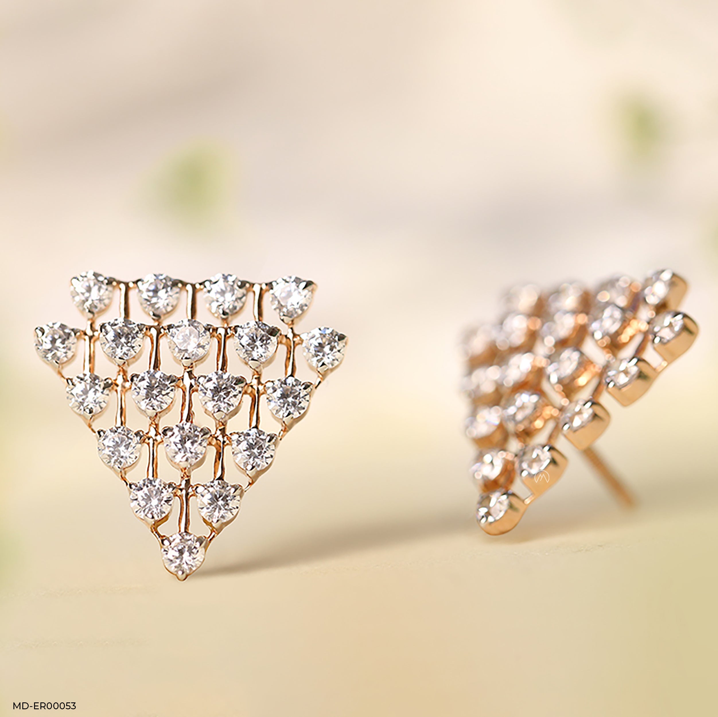 Tiny Triangle Diamond Earrings 14K White Gold