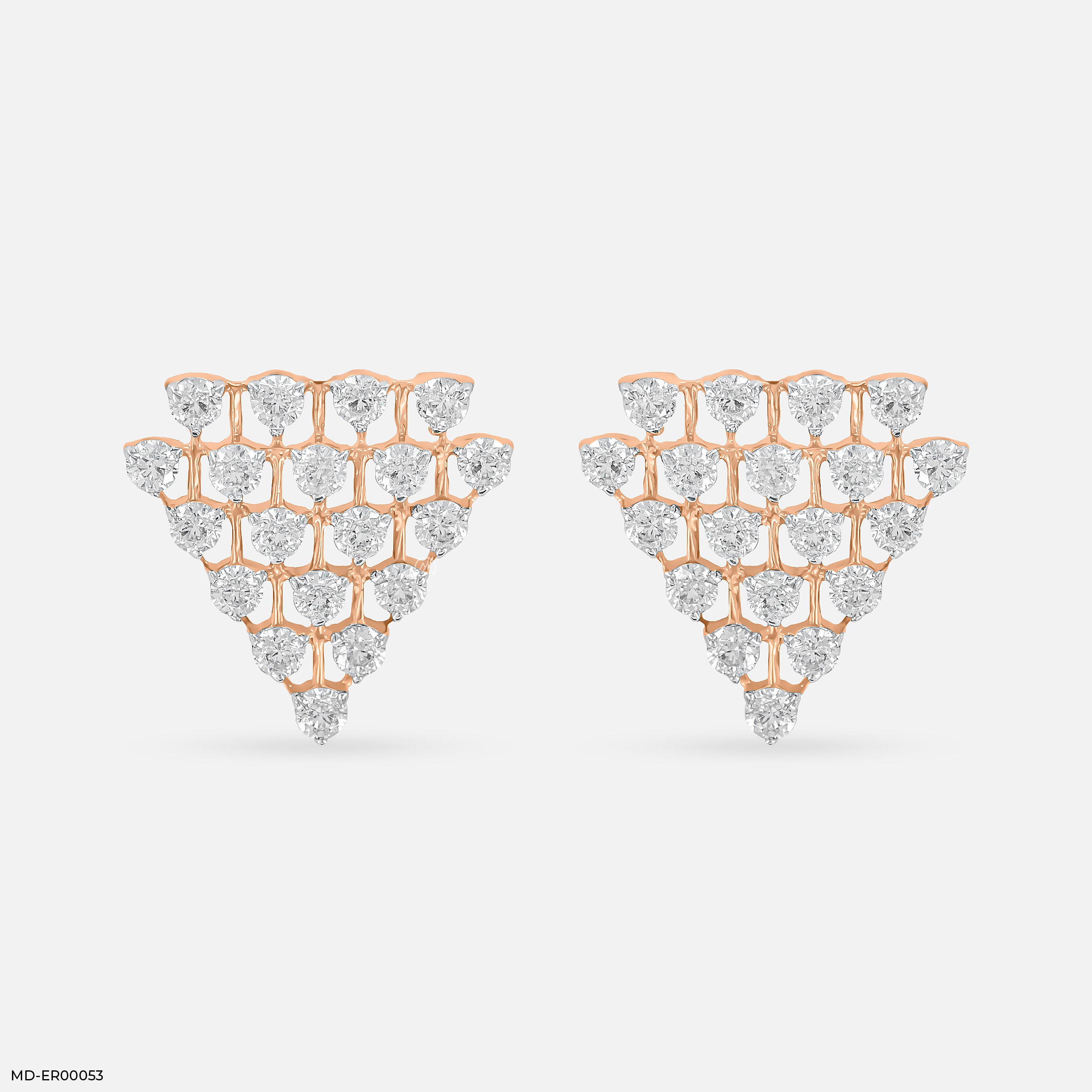 Tiny Triangle Diamond Earrings 14K White Gold