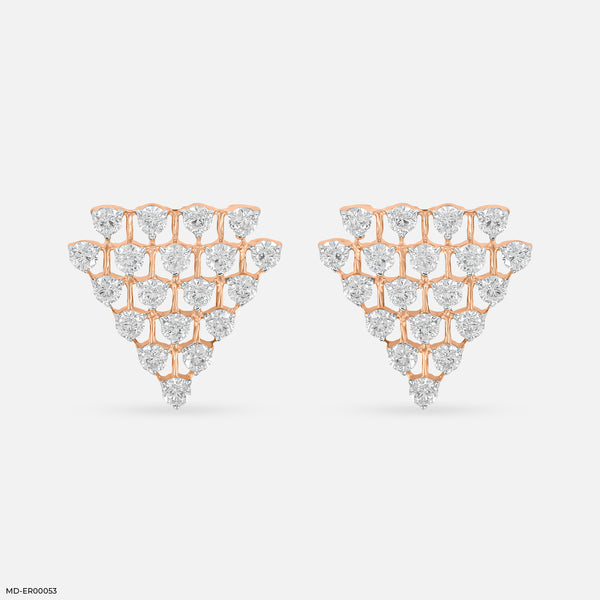 Tiny Triangle Diamond Earrings 18K Rose Gold