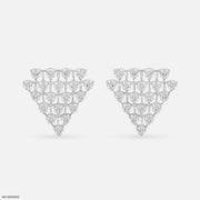 Tiny Triangle Diamond Earrings 14K White Gold