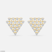 Tiny Triangle Diamond Earrings 18K Yellow Gold