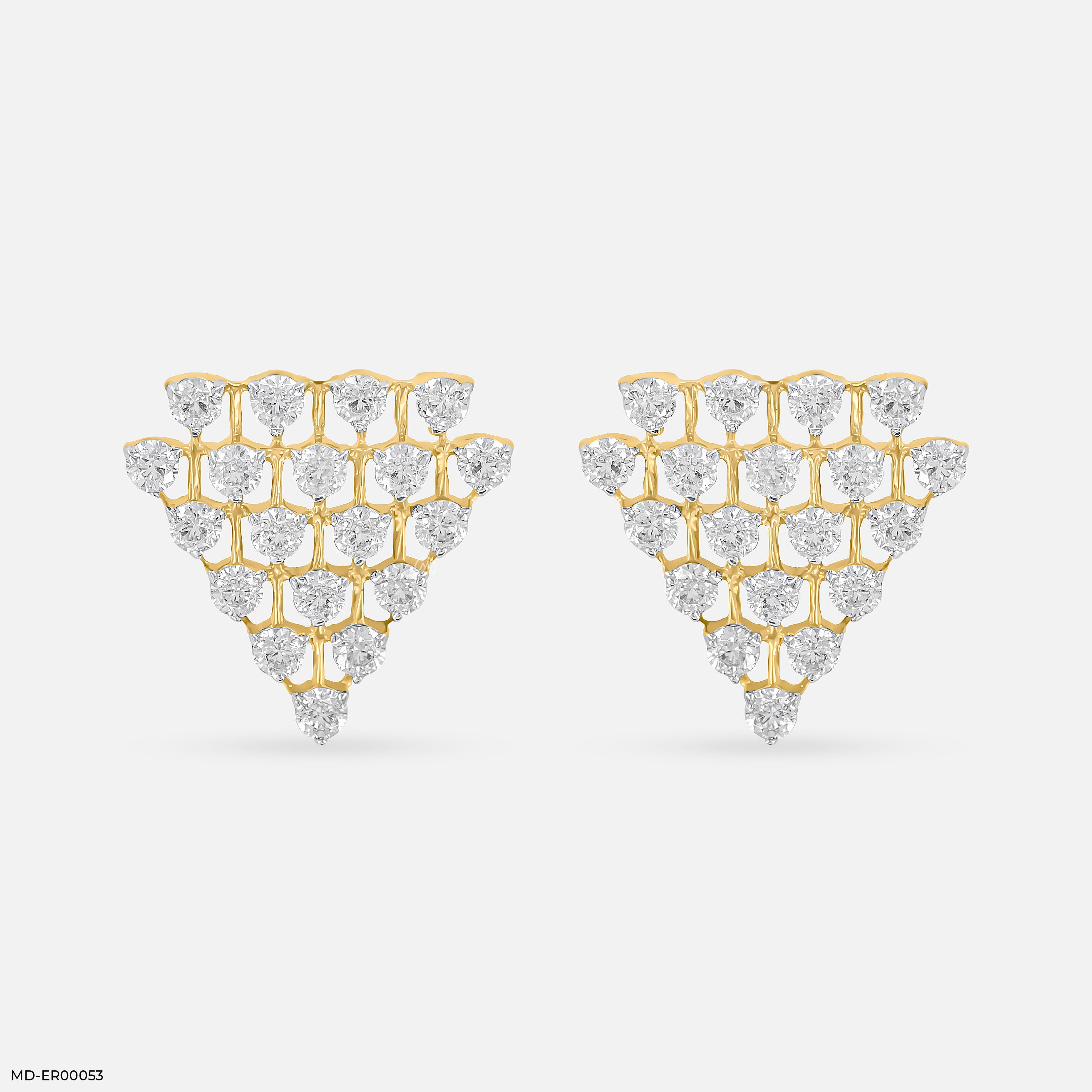 Tiny Triangle Diamond Earrings 14K White Gold