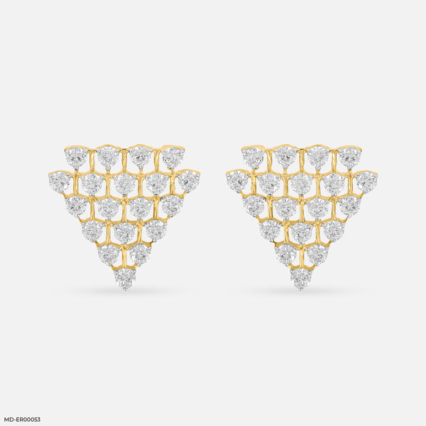 Tiny Triangle Diamond Earrings 18K Yellow Gold
