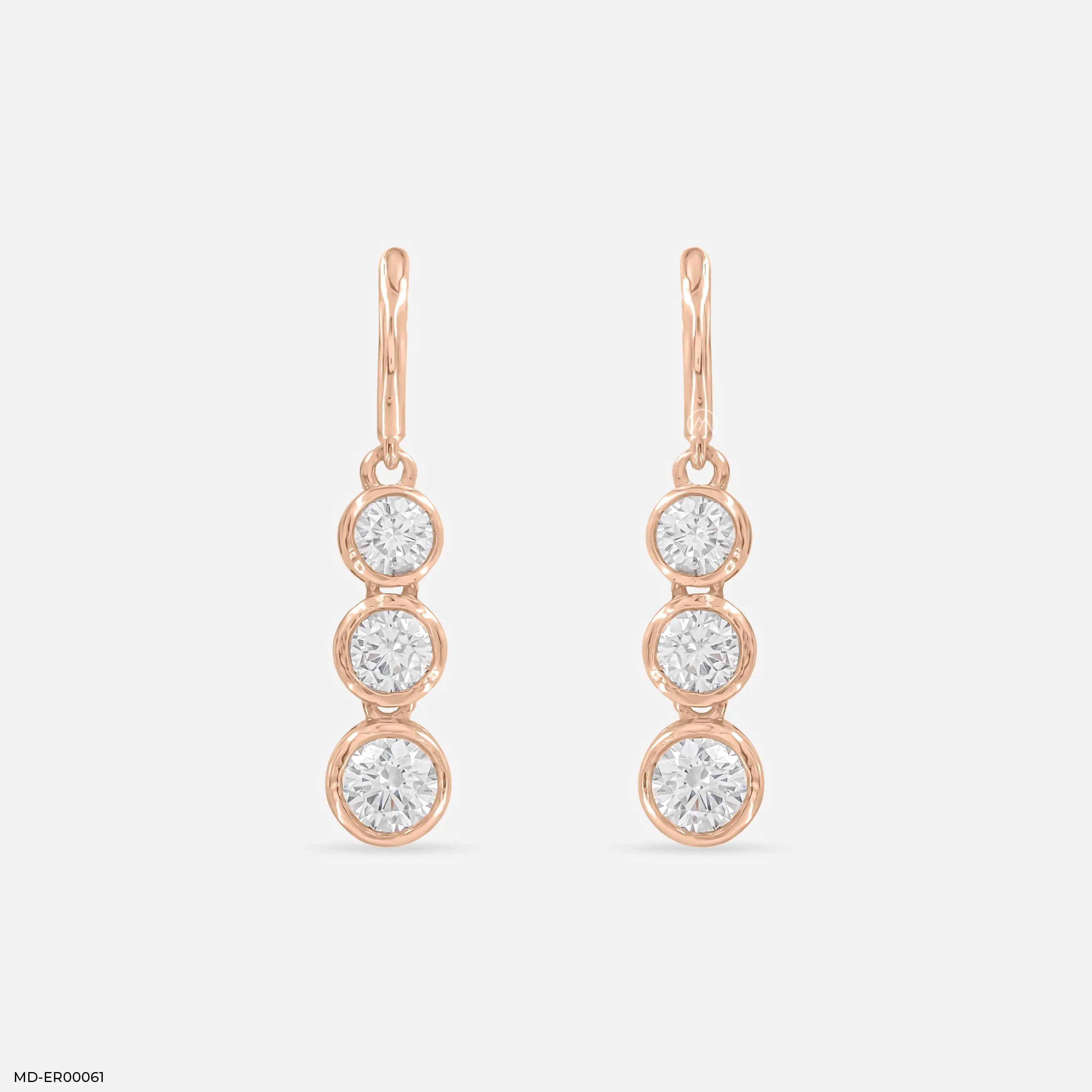 Unity Solitaire Diamod Earrings 14K Rose Gold