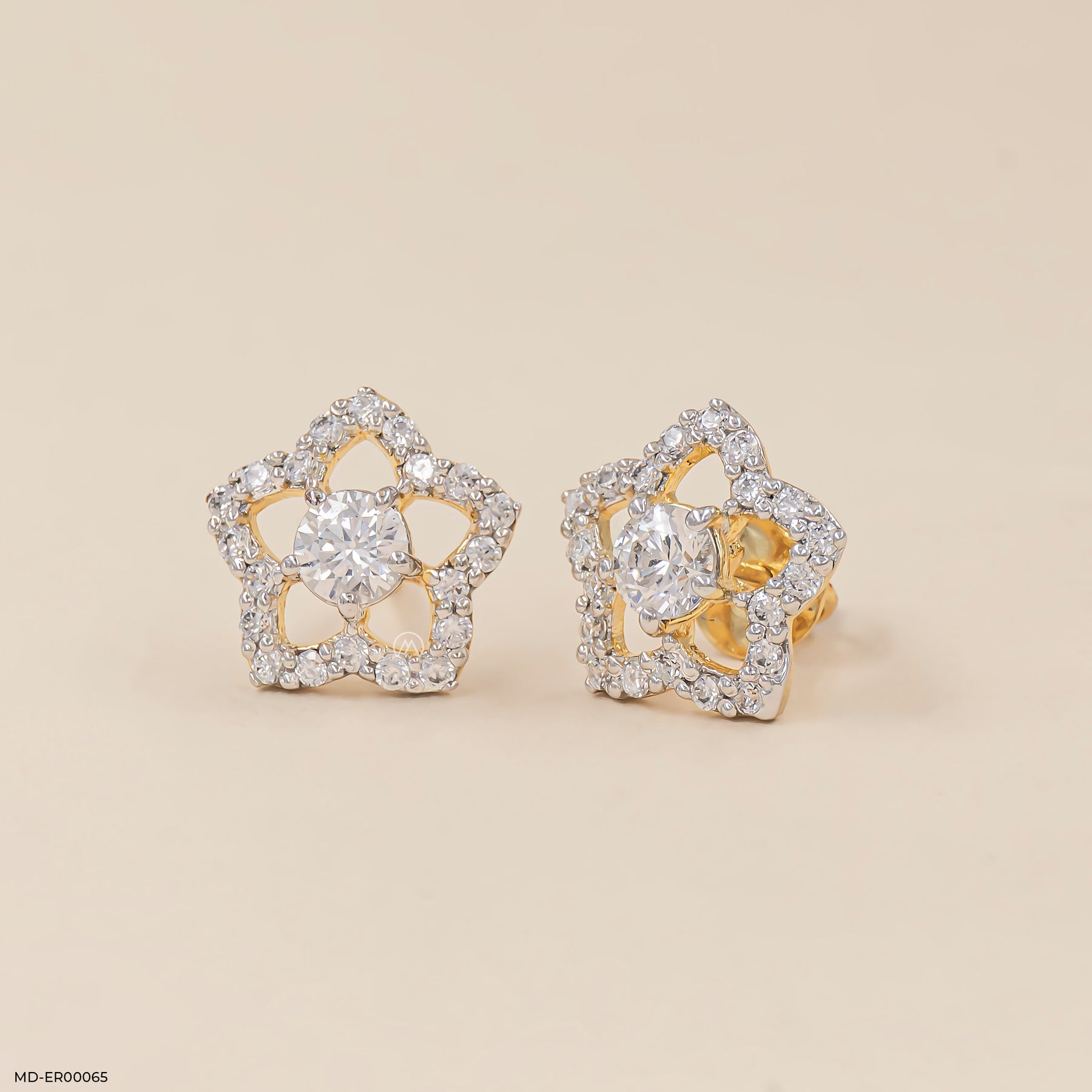 0.25 Carat StarPetal Earrings 14K Yellow Gold