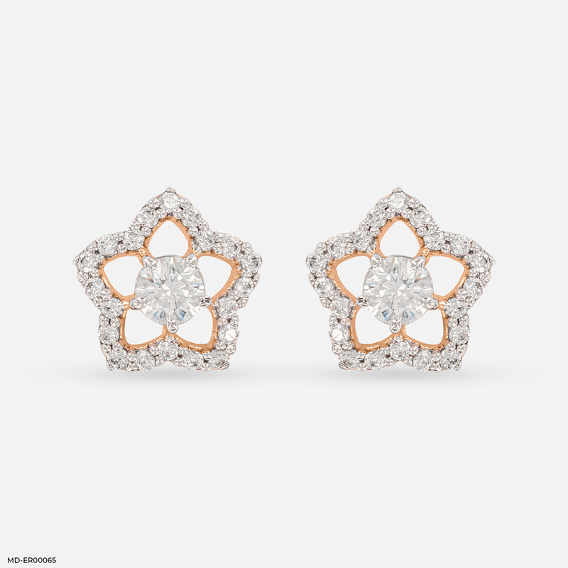 0.25 Carat StarPetal Earrings 14K Yellow Gold