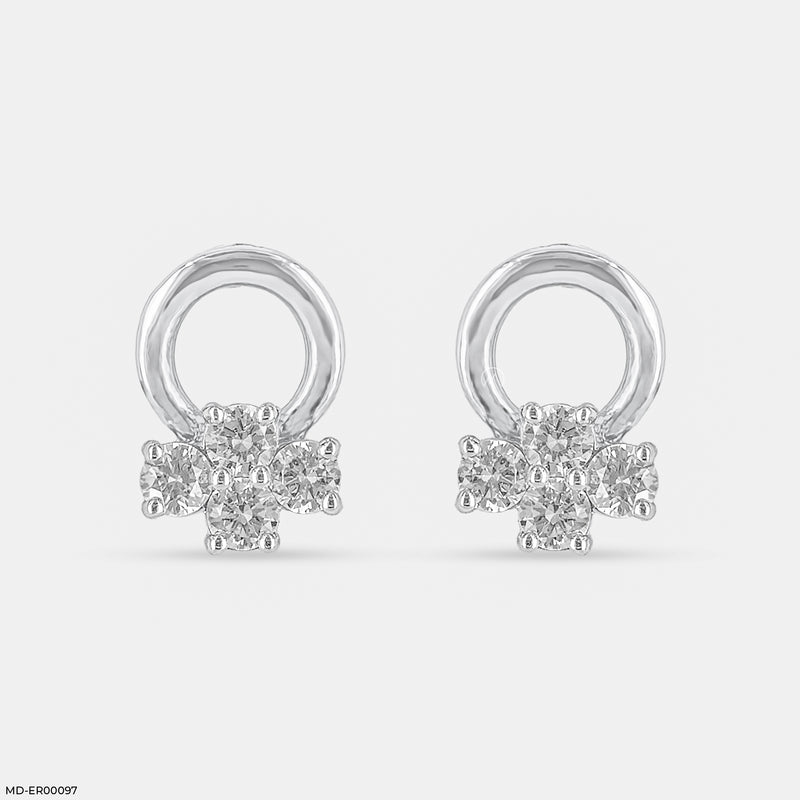Aster Floral Earrings 14K White Gold
