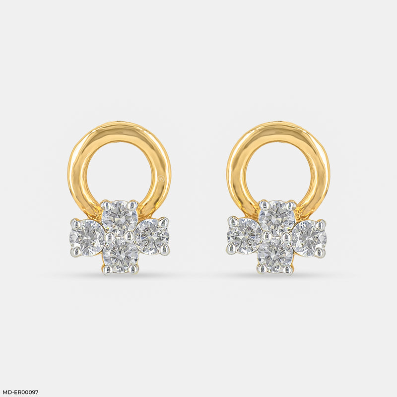 Aster Floral Earrings 14K White Gold