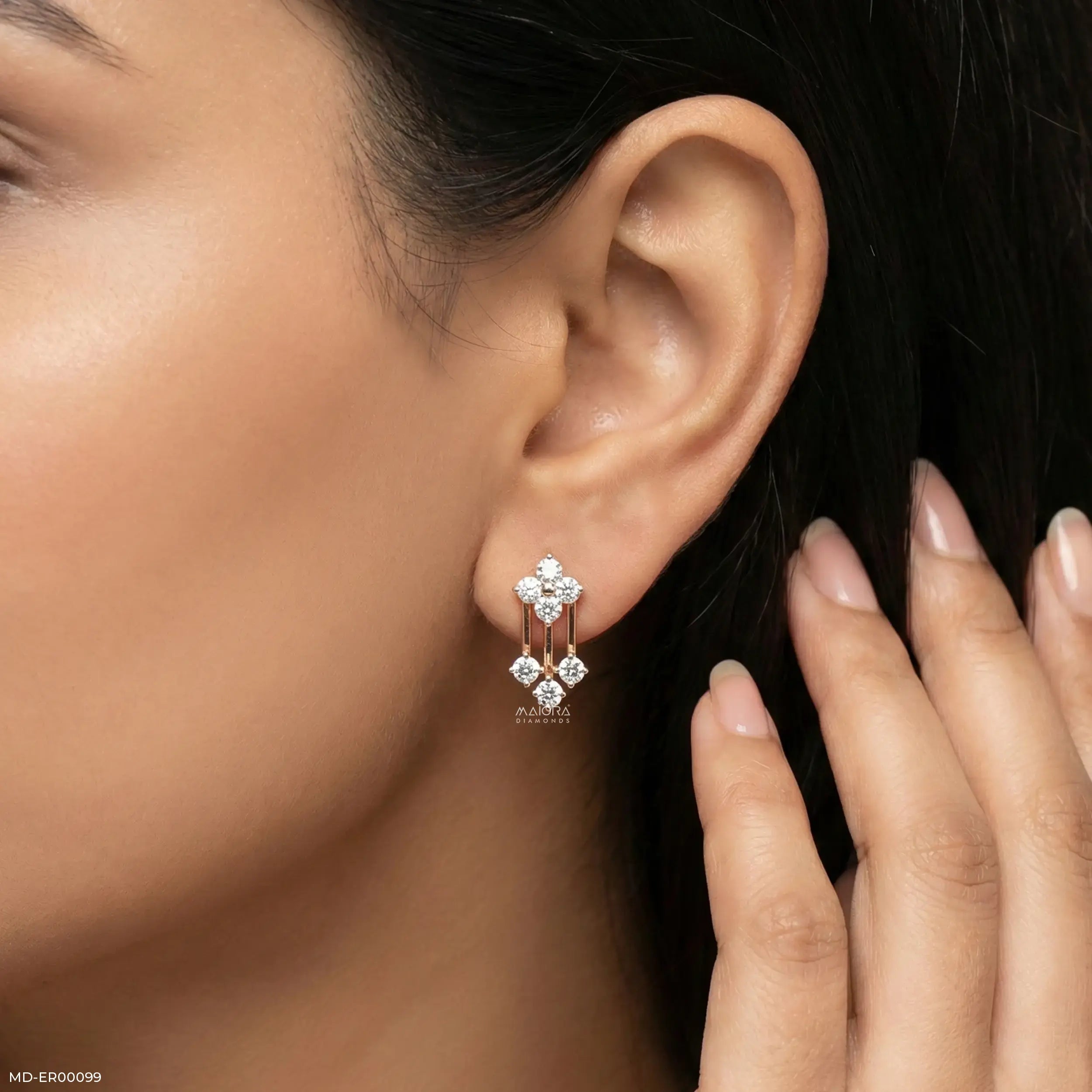 Floral Drop Earrings 9K Rose Gold
