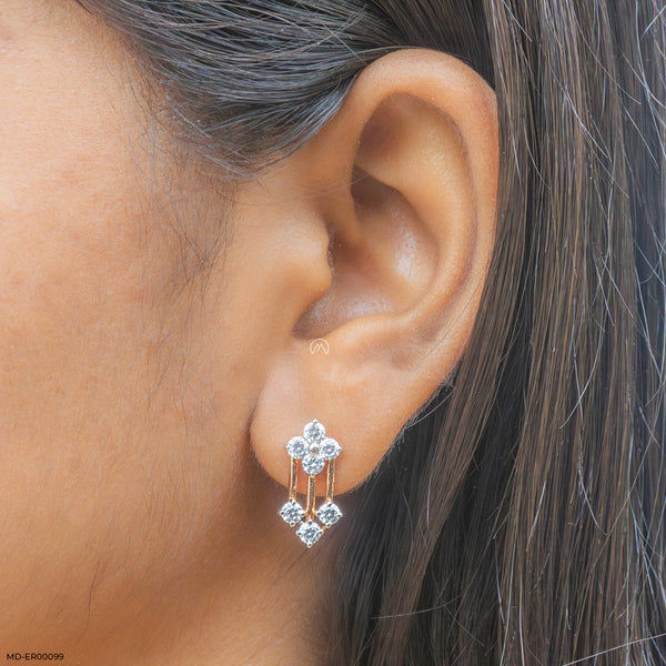 Floral Drop Earrings 14K Rose Gold