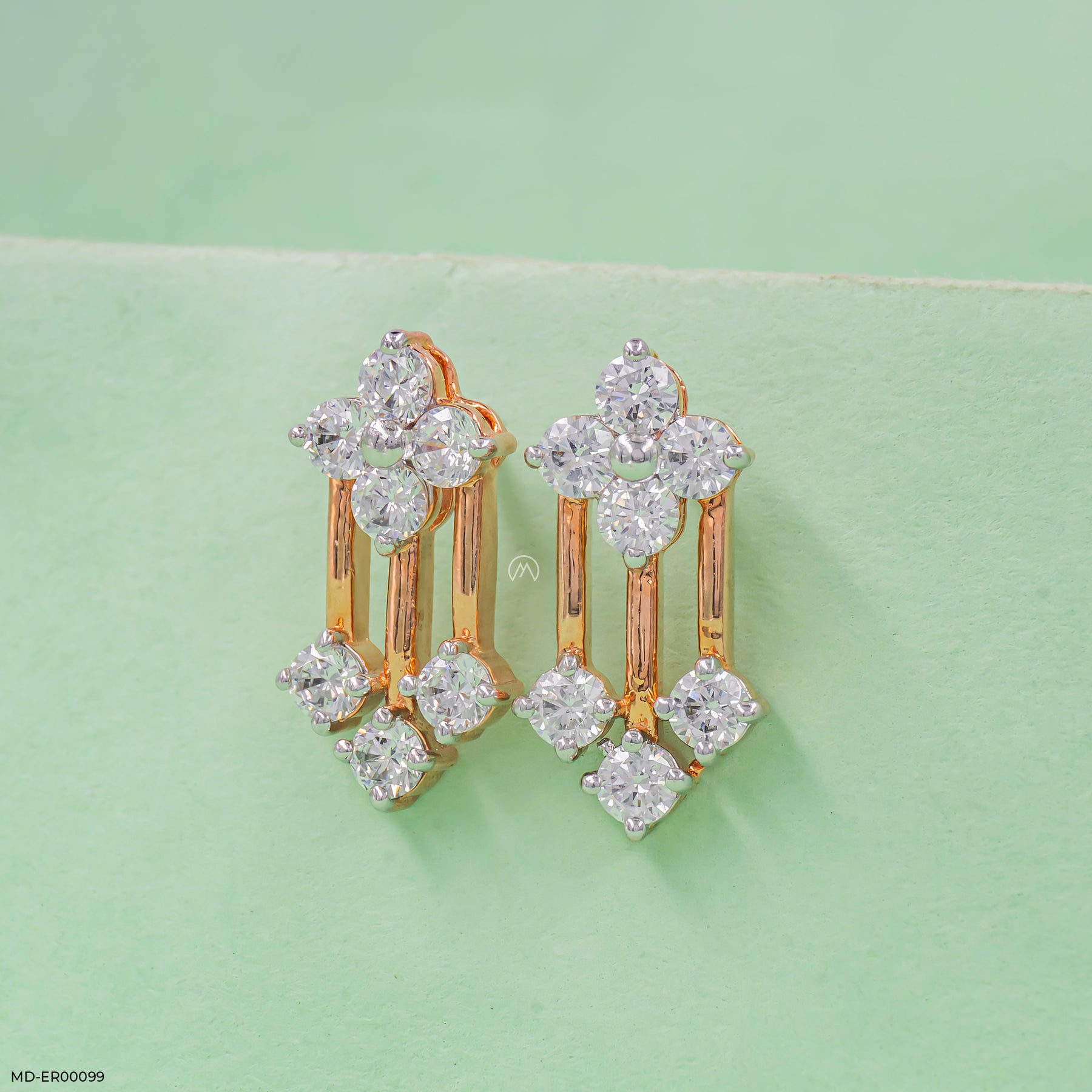 Floral Drop Earrings 14K Yellow Gold