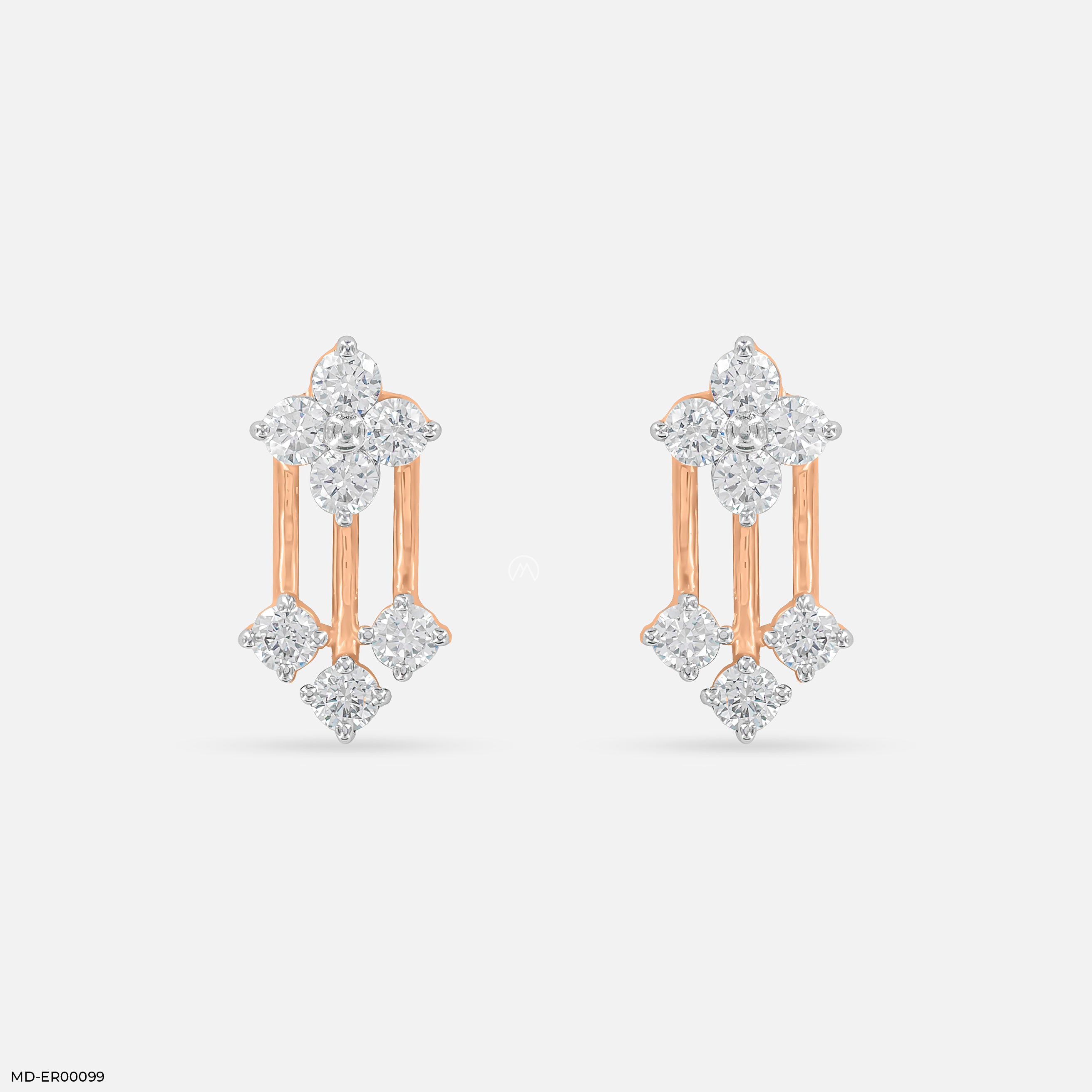 Floral Drop Earrings 9K Rose Gold