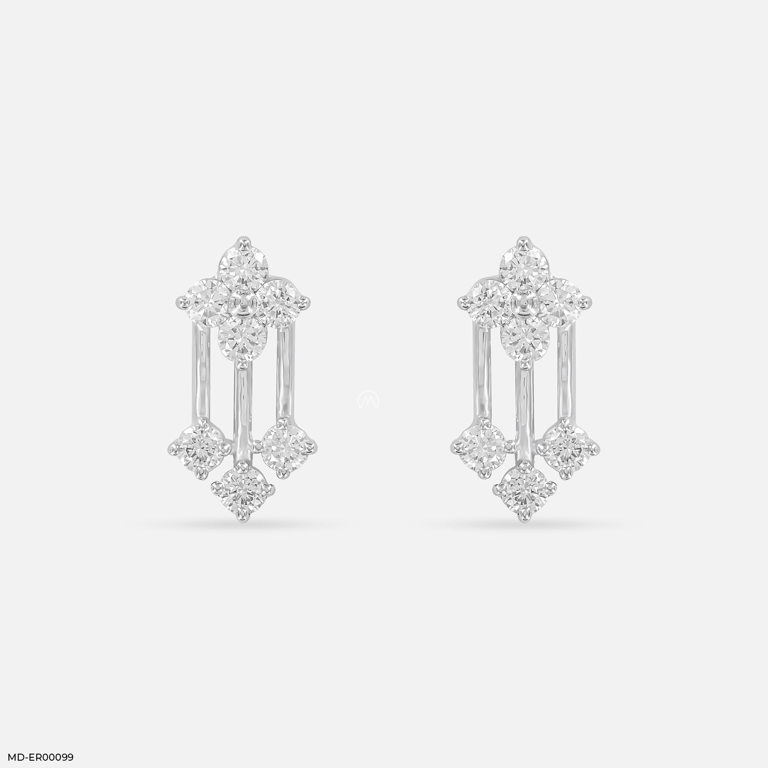 Floral Drop Earrings 14K White Gold