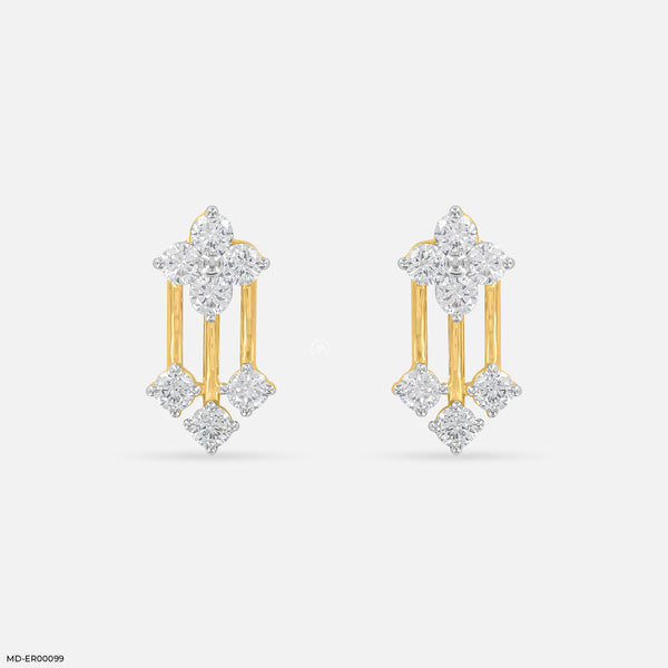 Floral Drop Earrings 18K Yellow Gold
