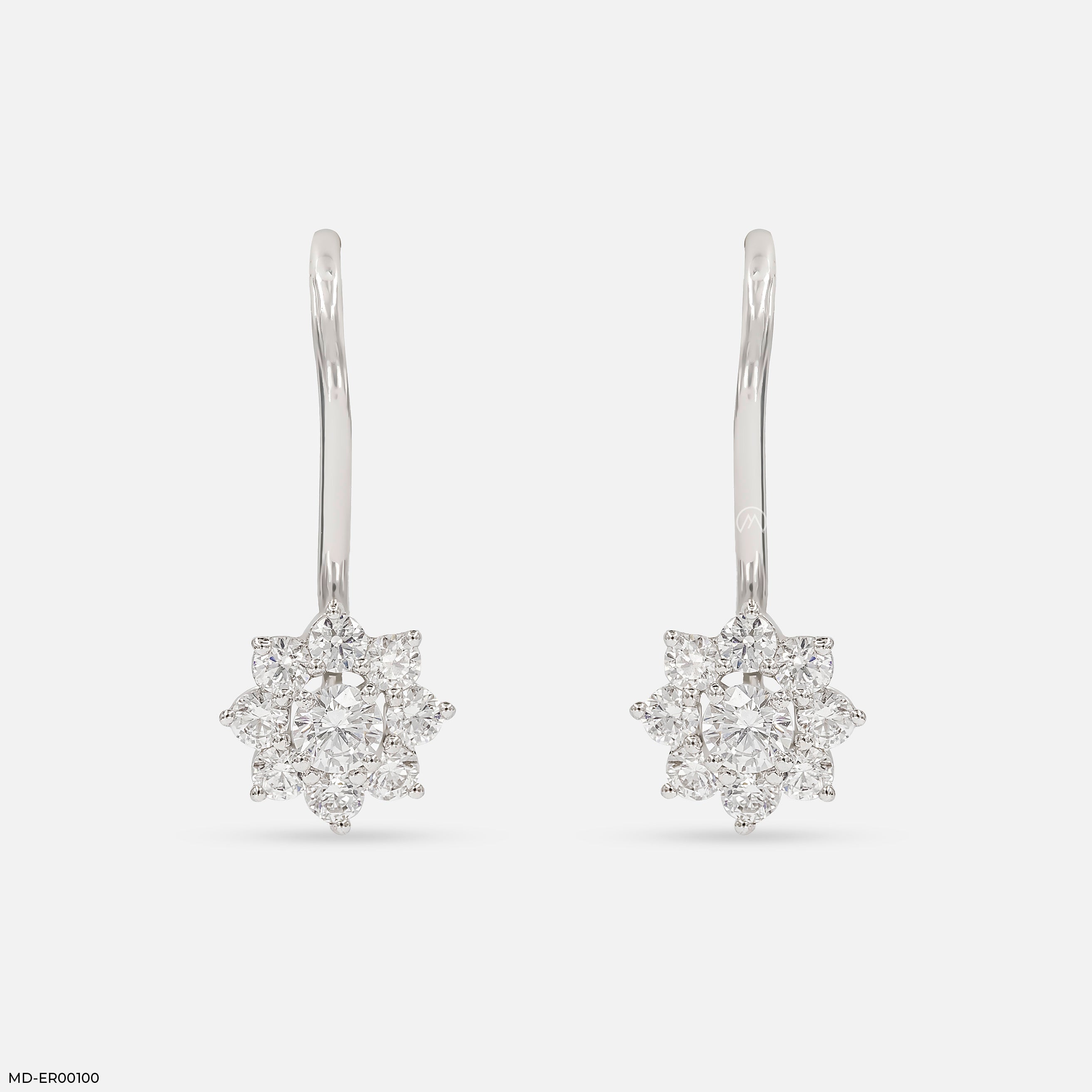 Ornate Sparkle Earrings 9K White Gold