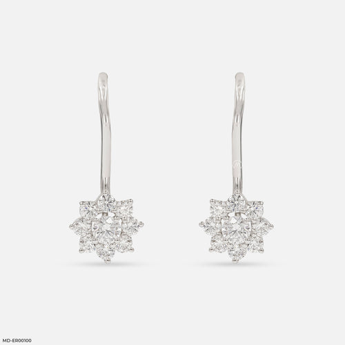 Ornate Sparkle Earrings 14K White Gold