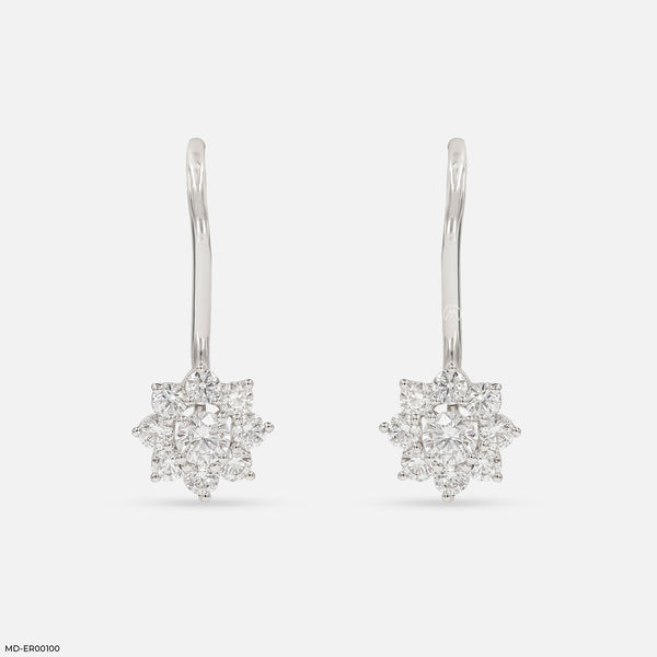 Ornate Sparkle Earrings 14K White Gold