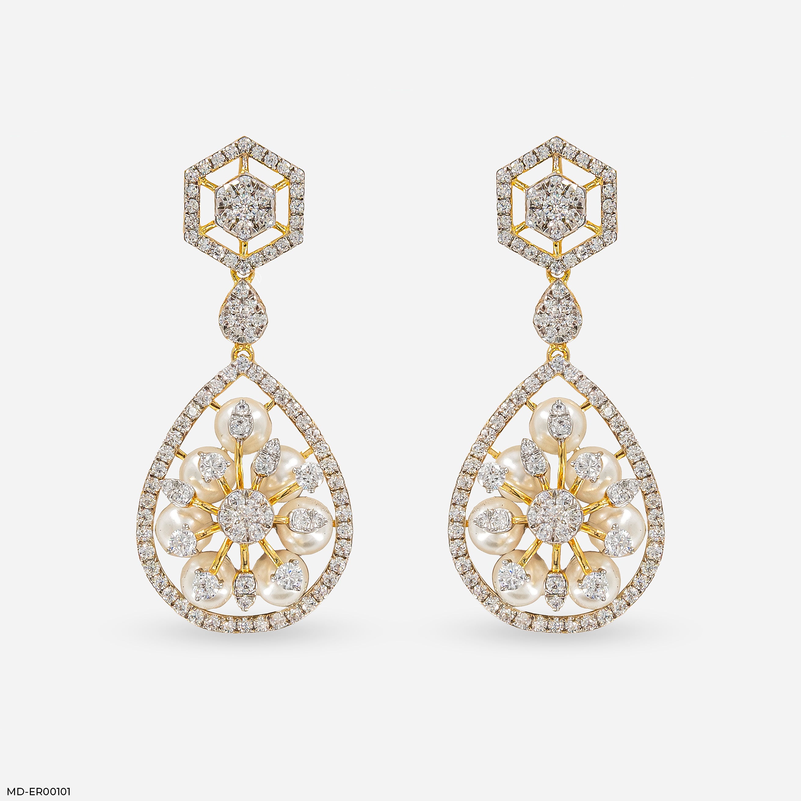 1 Carat Pearl Prism Earrings 14K Yellow Gold